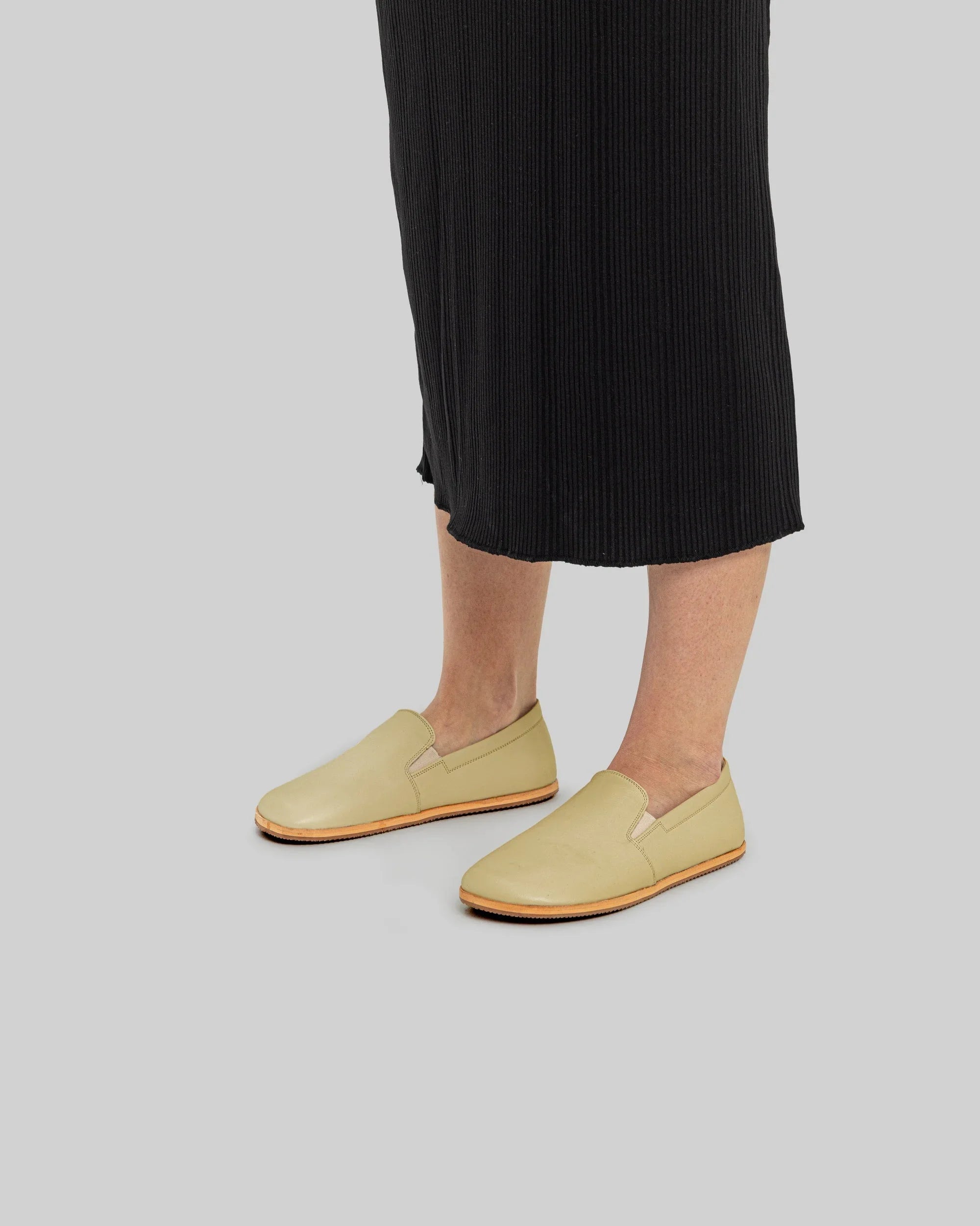 Back view Yellow Barefoot Shoes - Calf Leather Handcrafted | Bespoky