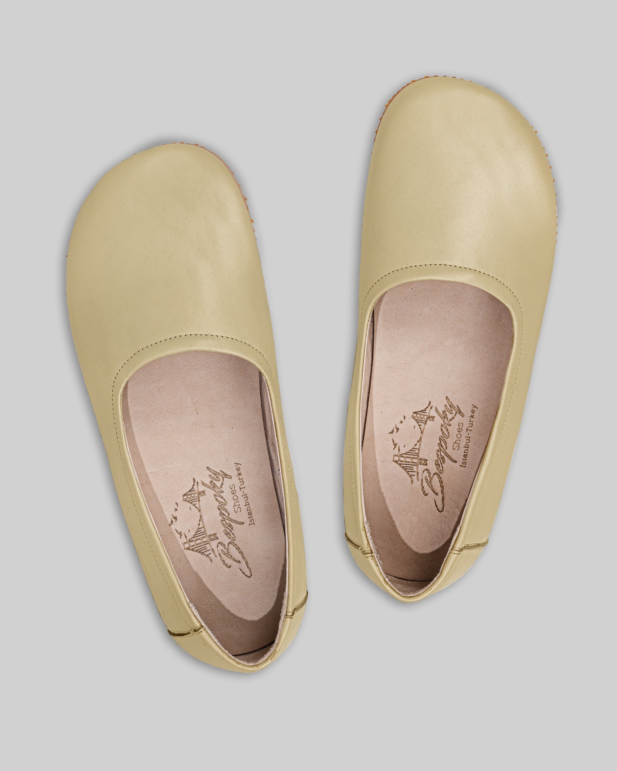 Side view Yellow Ballet Flats - Calf Leather Zero Drop | Bespoky