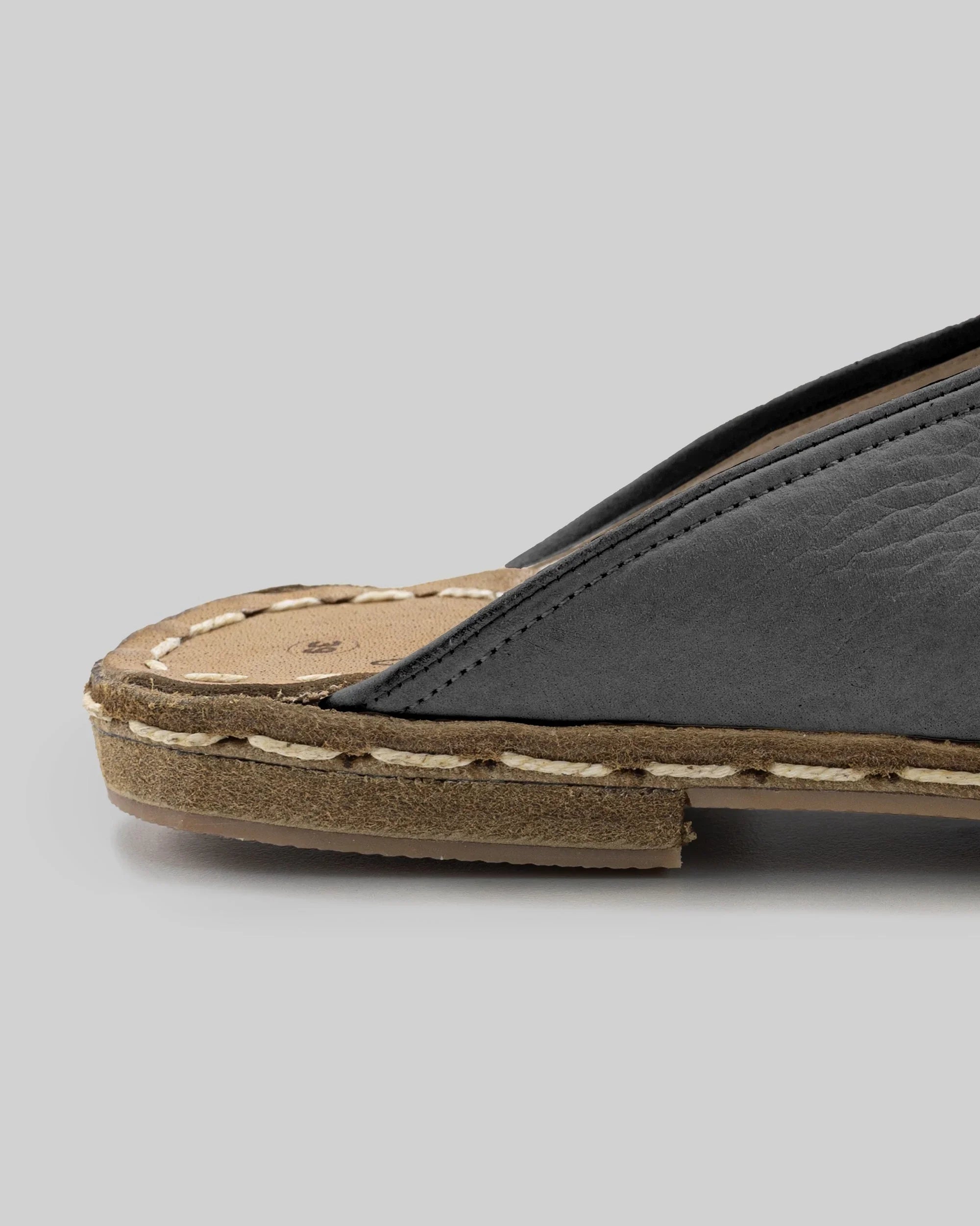 Detail Smoked Nubuck Slippers - Handcrafted Calf Leather Turkey | Bespoky