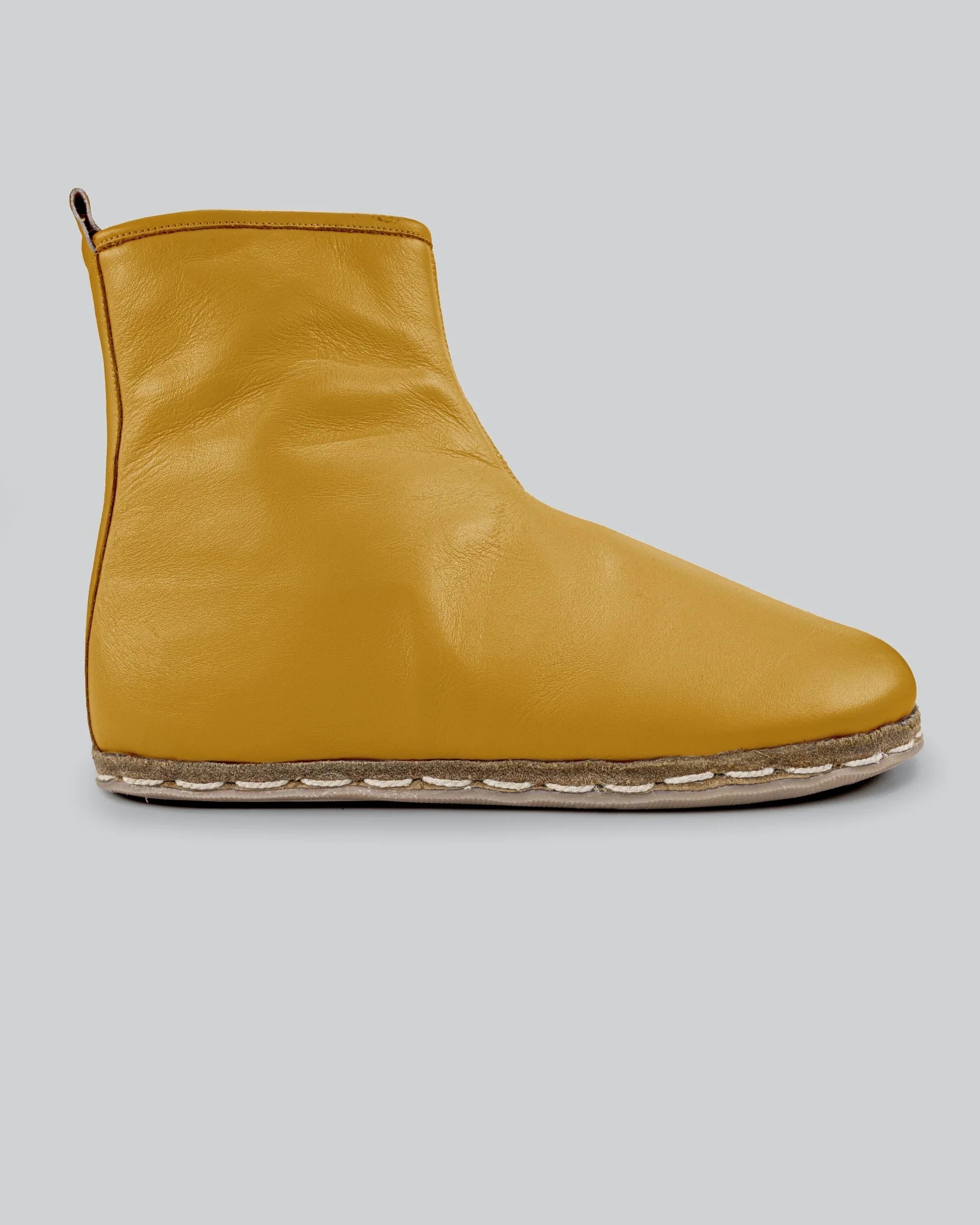 Side view Mustard Chelsea Boots - Calf Leather Zero Drop | Bespoky