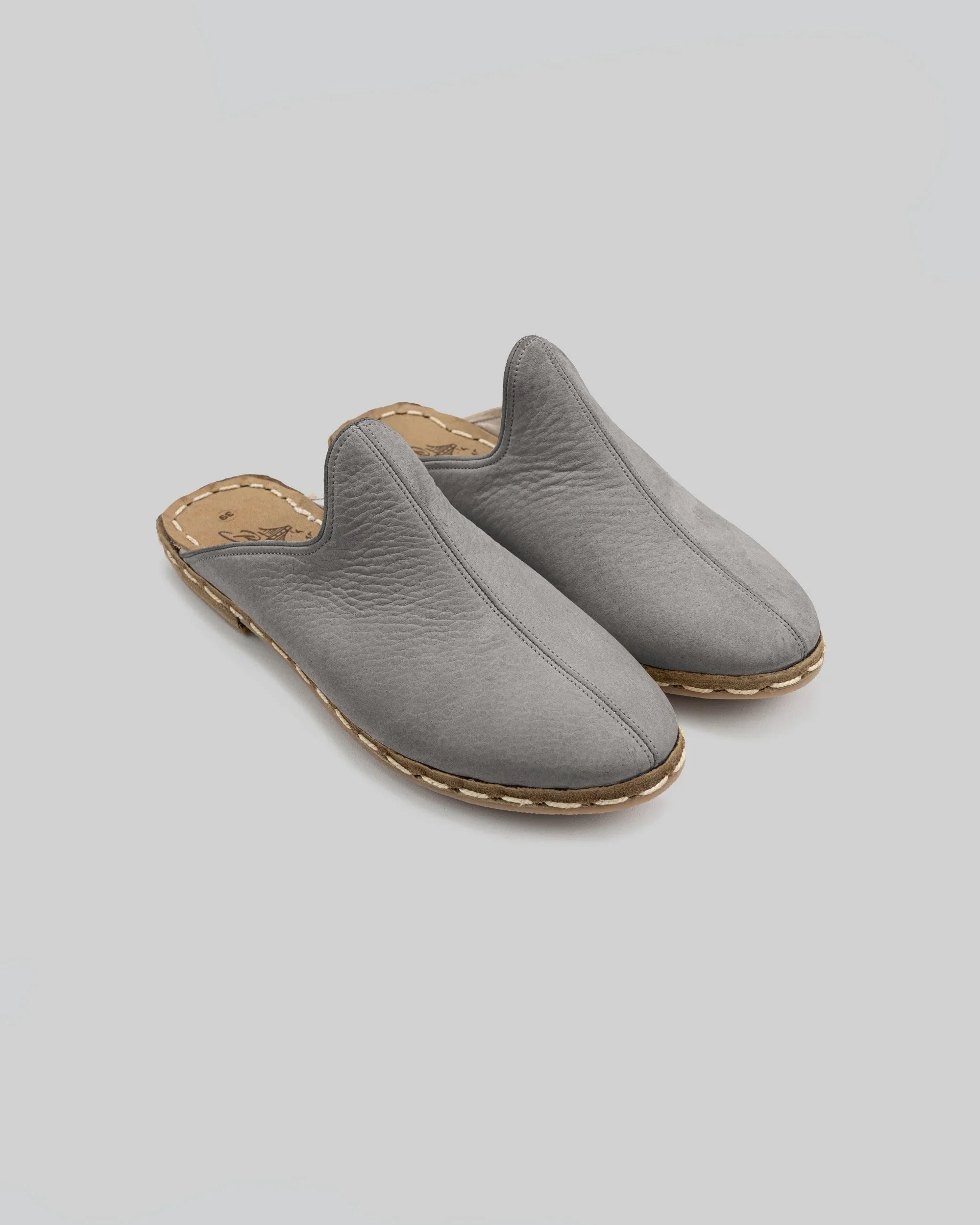 Women's Grey Slippers - Handcrafted Calf Leather Wide Toe Box | Bespoky