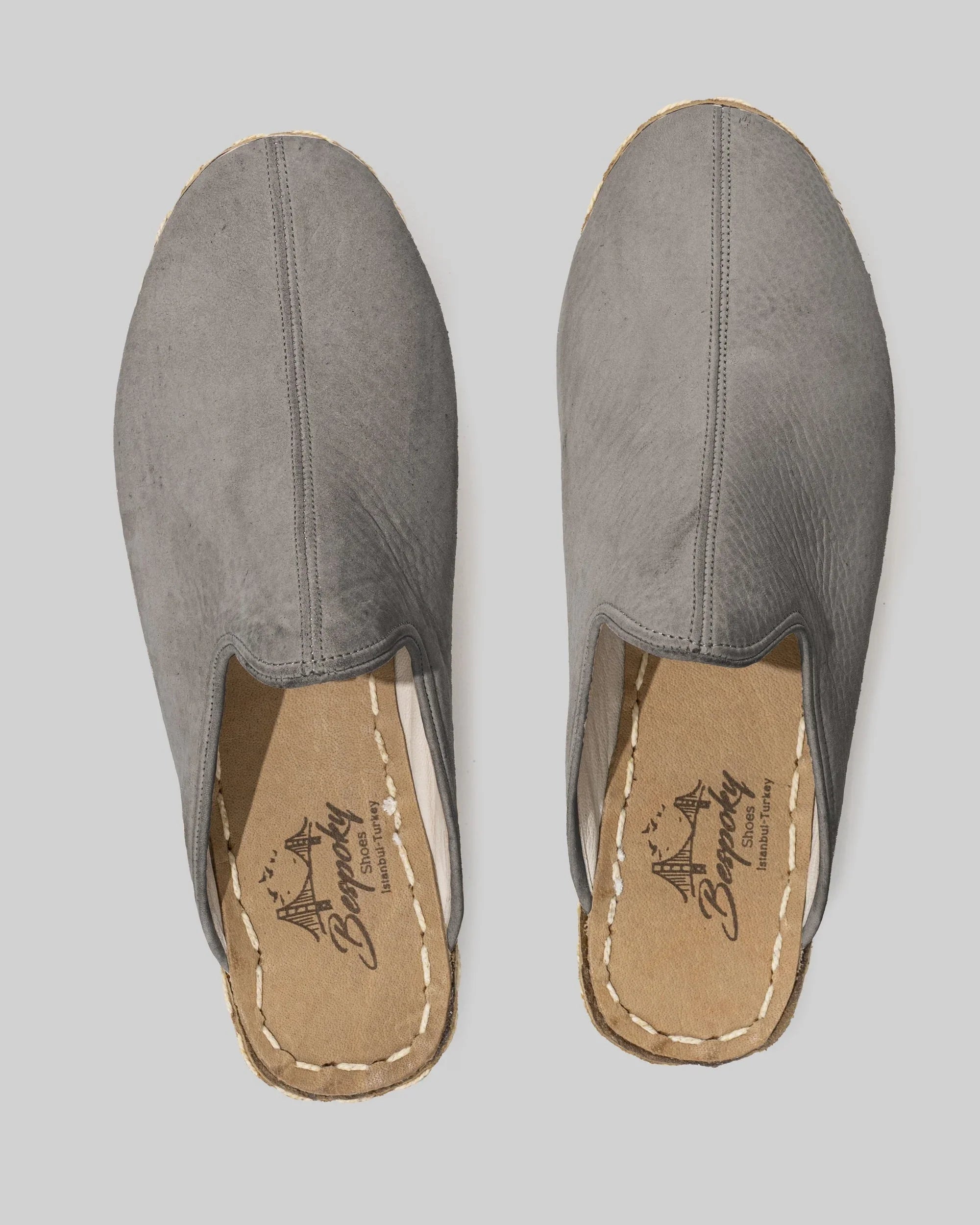 Side view Grey Slippers - Calf Leather Zero Drop | Bespoky