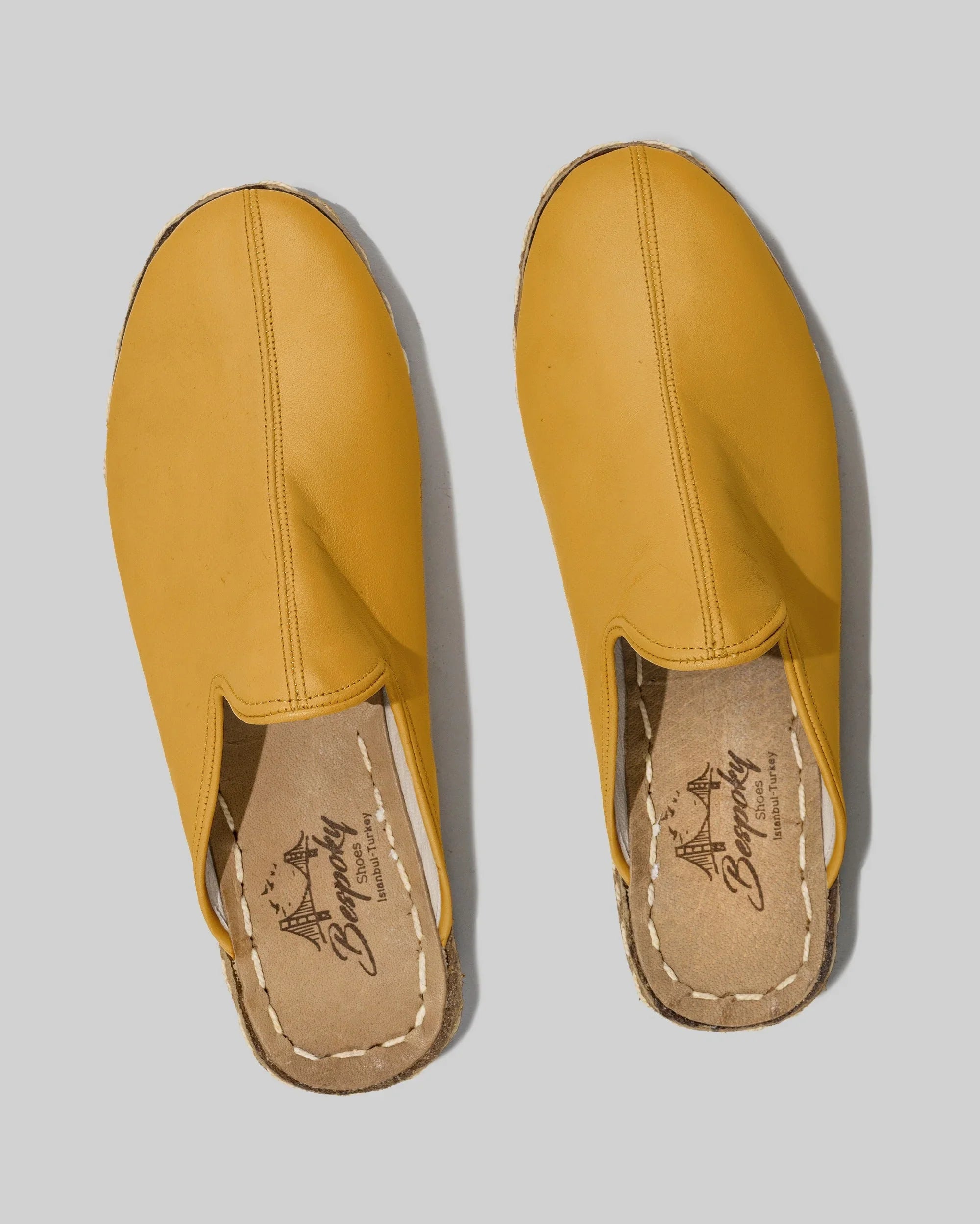 Side view Mustard Slippers - Calf Leather Zero Drop | Bespoky
