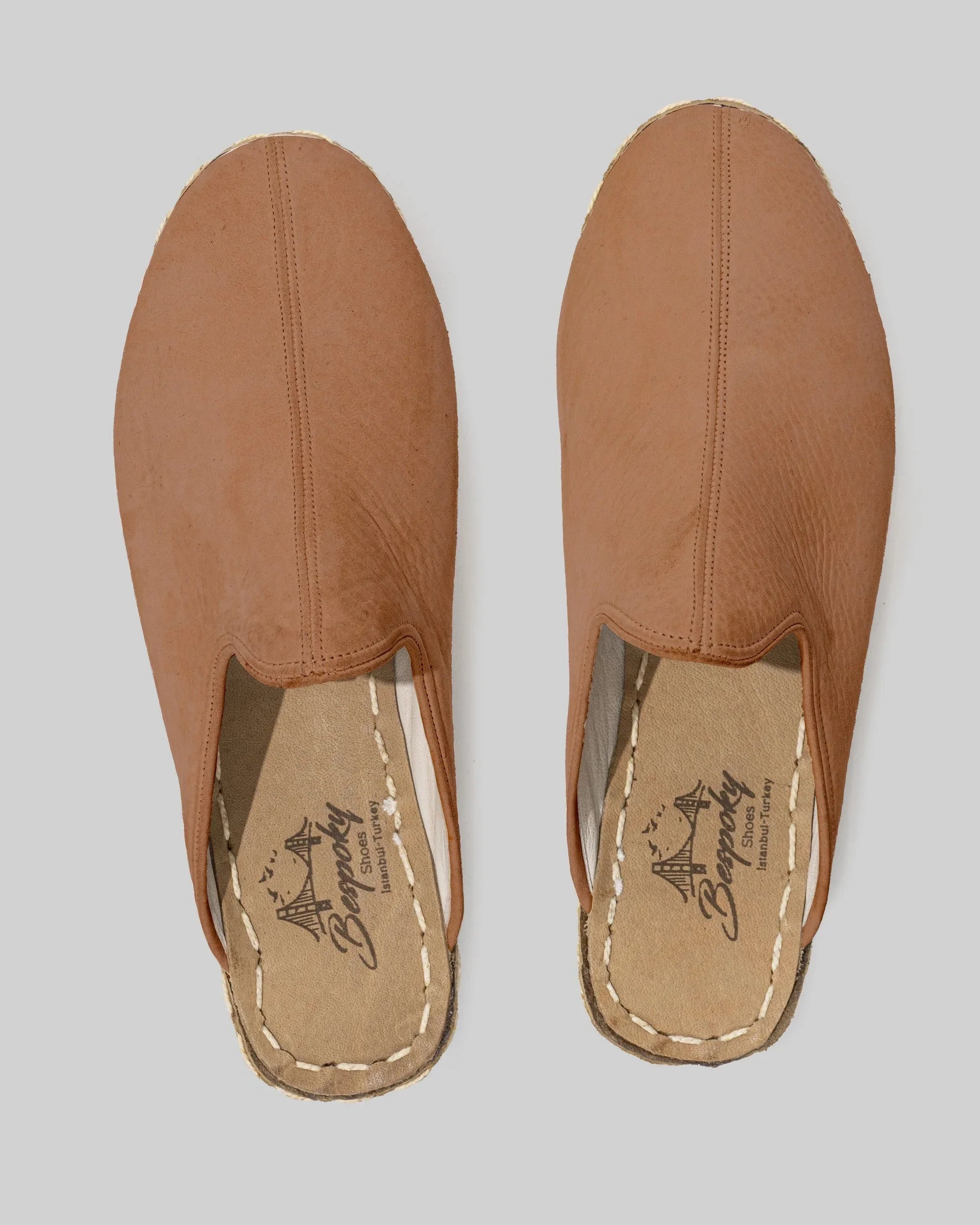 Side view Tan Nubuck Slippers - Calf Leather Zero Drop | Bespoky