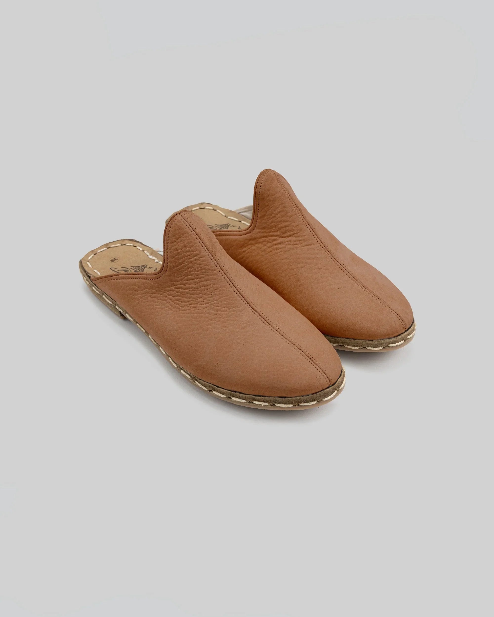 Men's Tan Nubuck Slippers - Handcrafted Calf Leather Wide Toe Box | Bespoky
