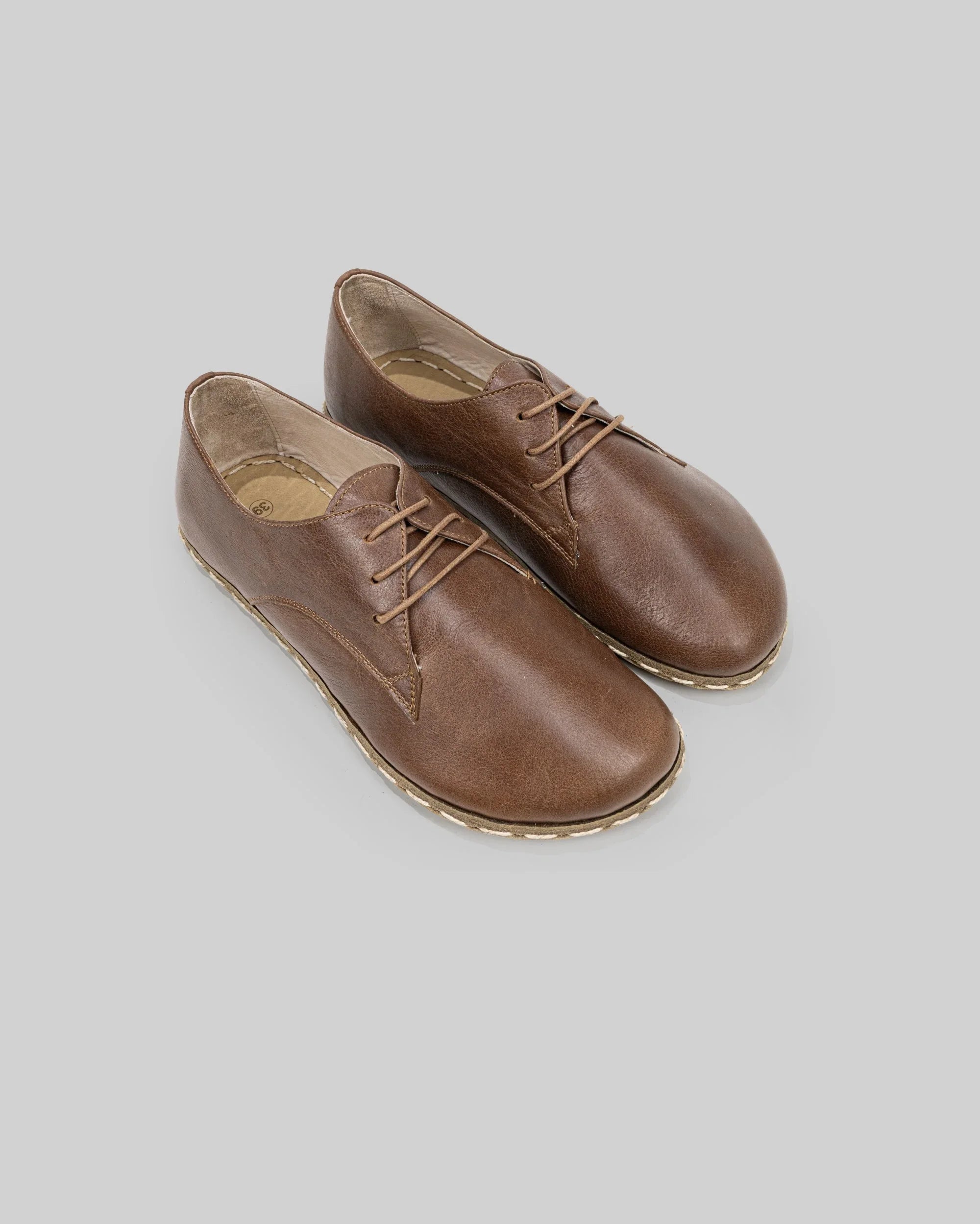 Men's Brown Oxford Shoes - Handcrafted Calf Leather Wide Toe Box | Bespoky