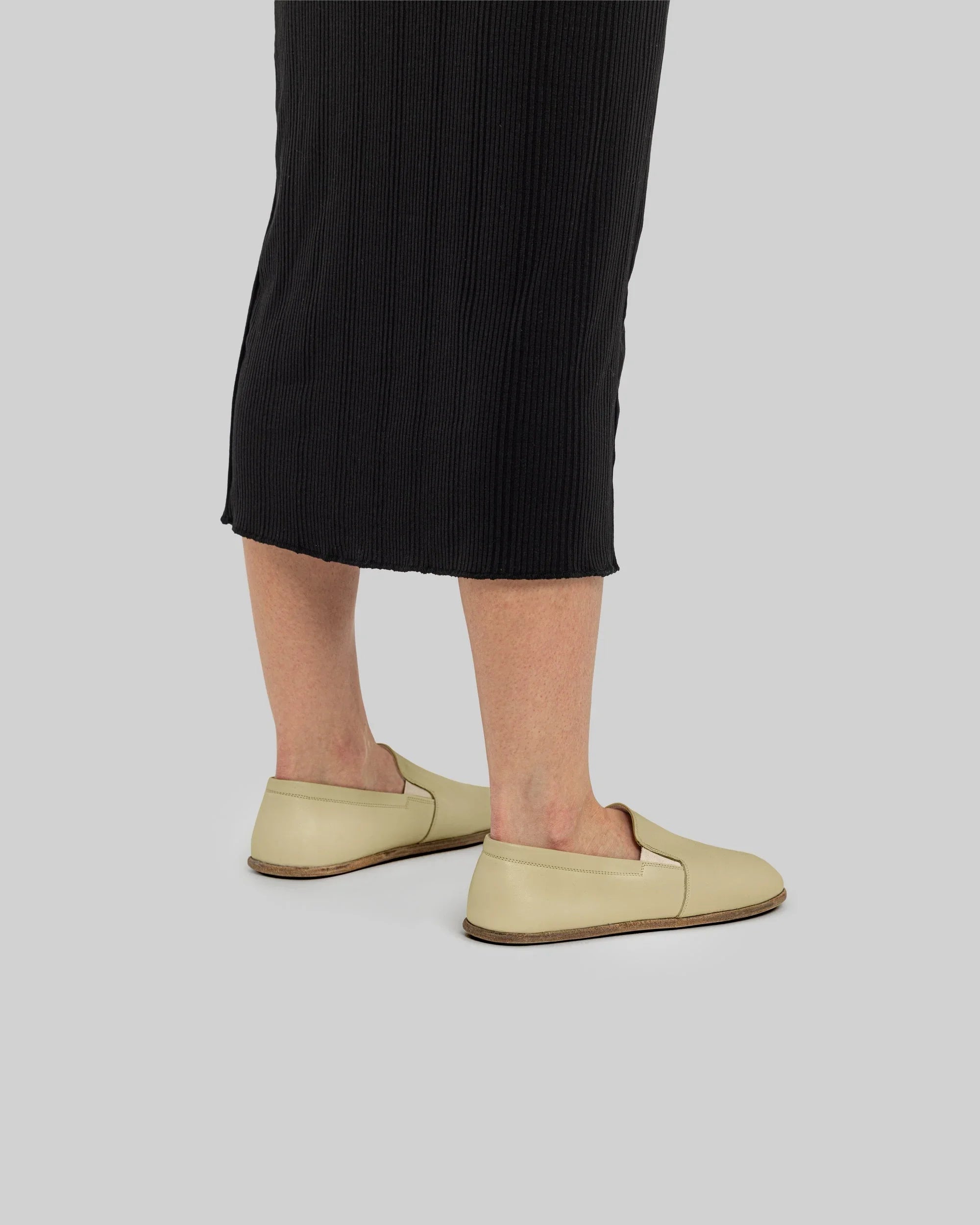 Close-up calf leather - Yellow Barefoot Shoes Detail | Bespoky