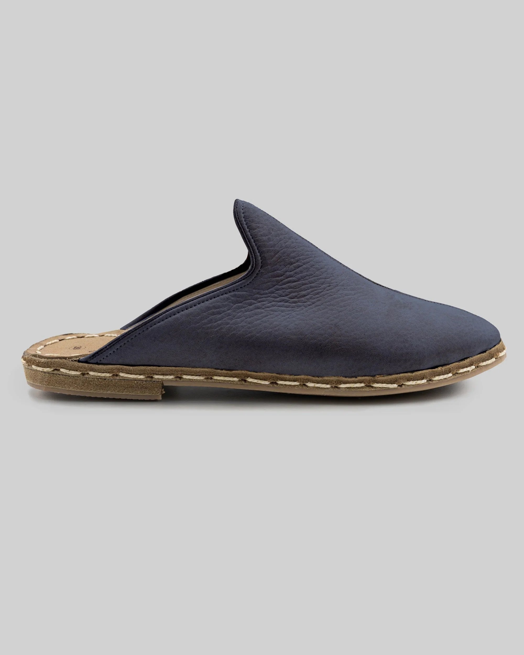 Top view Navy Blue Slippers - Handcrafted Calf Leather | Bespoky