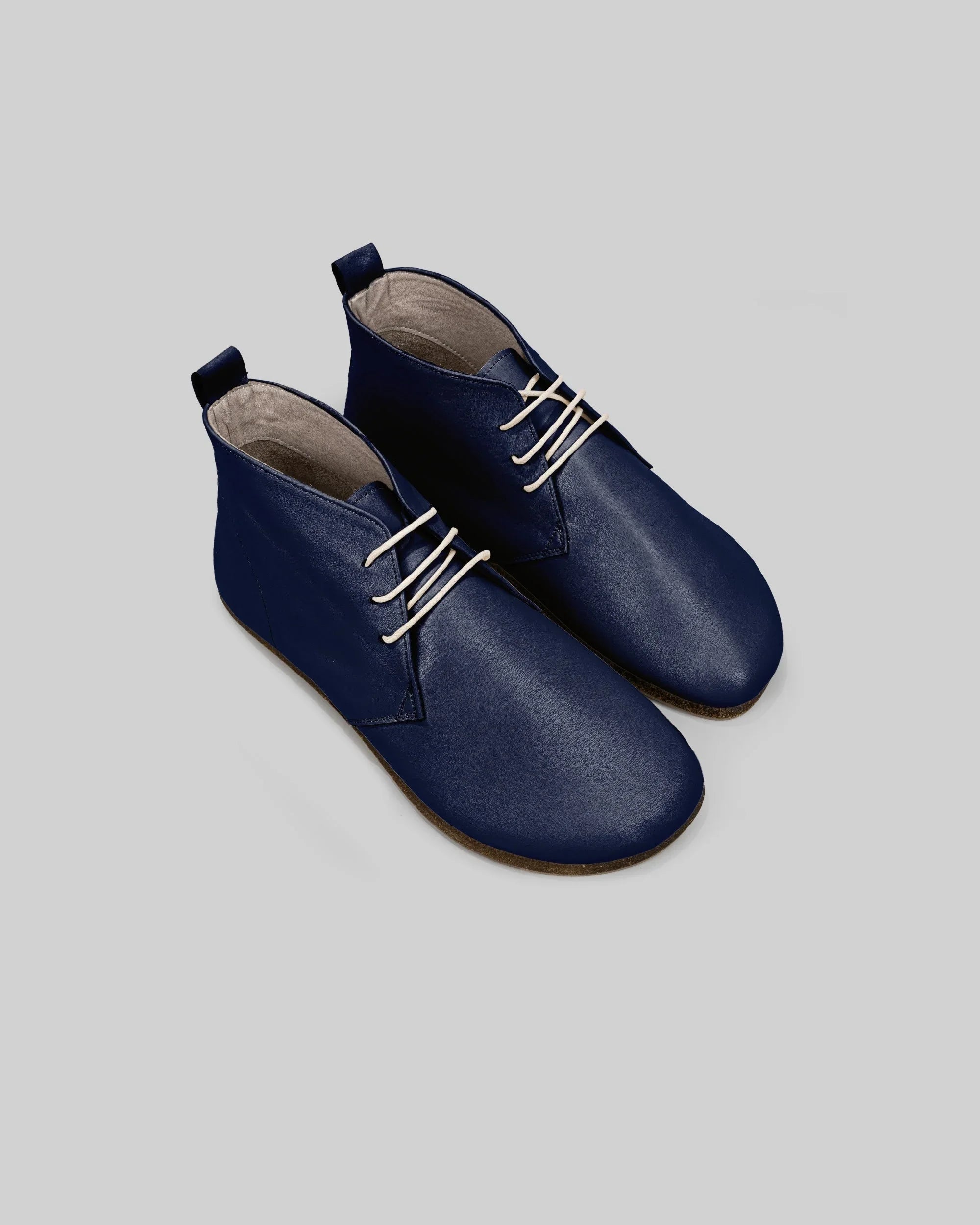 Men's Navy Blue Ankle Boots - Handcrafted Calf Leather Wide Toe Box | Bespoky