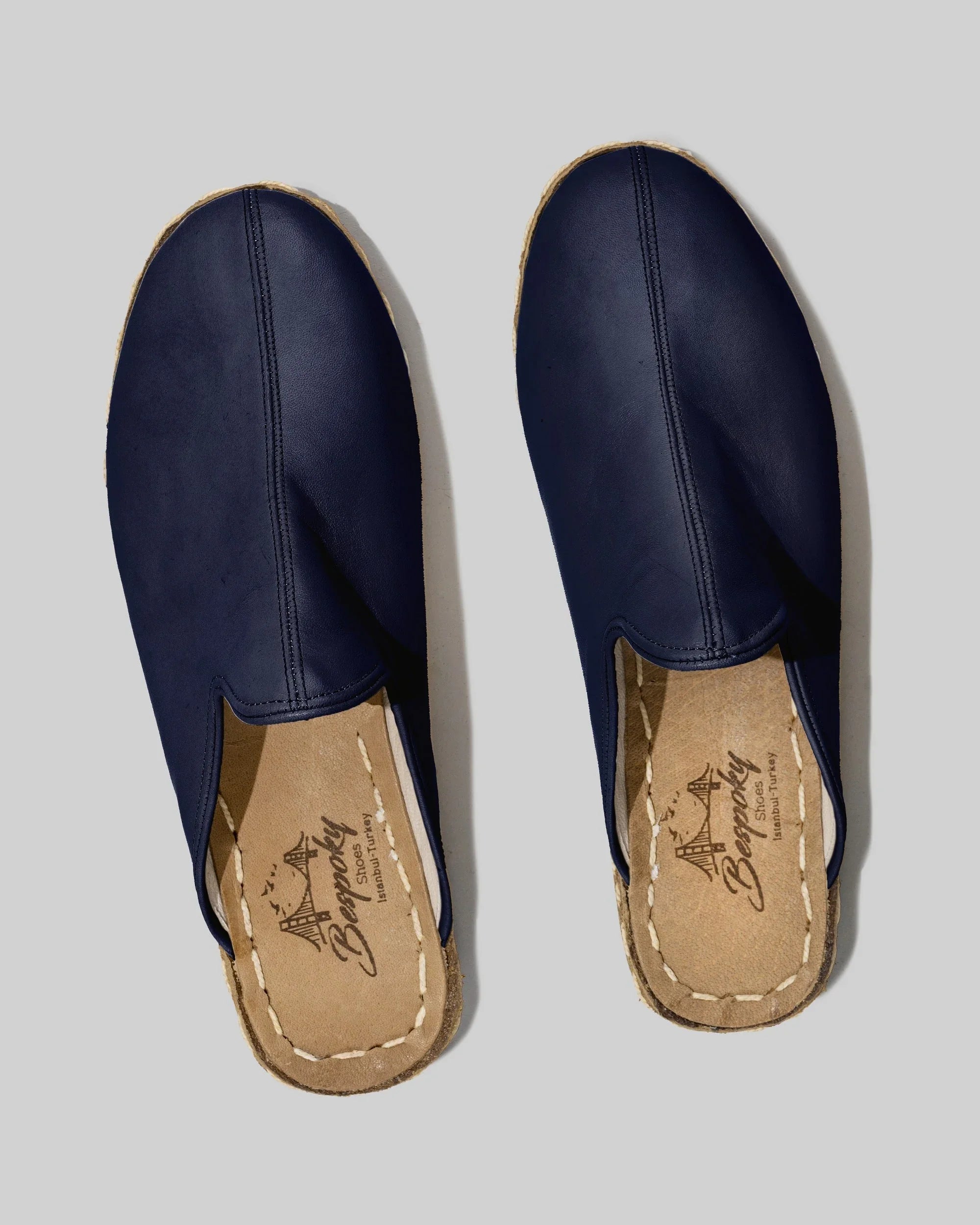 Side view Navy Blue Slippers - Calf Leather Zero Drop | Bespoky