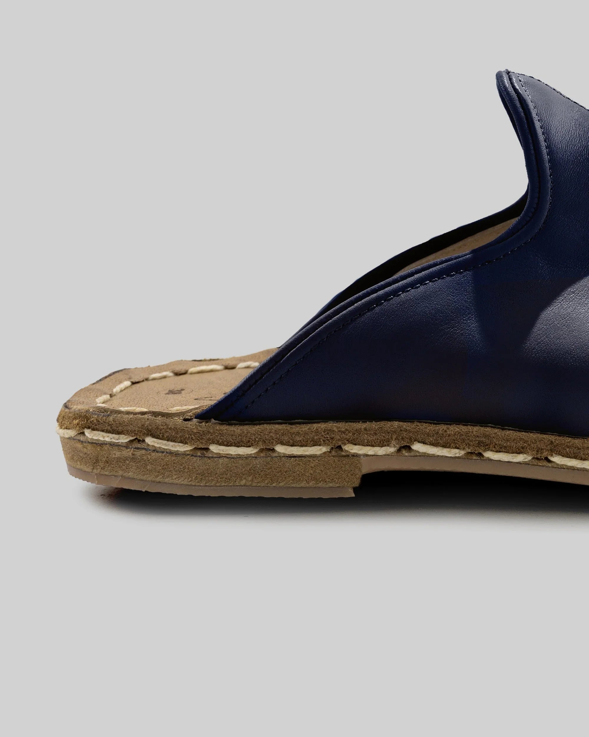 Detail Navy Blue Slippers - Handcrafted Calf Leather Turkey | Bespoky