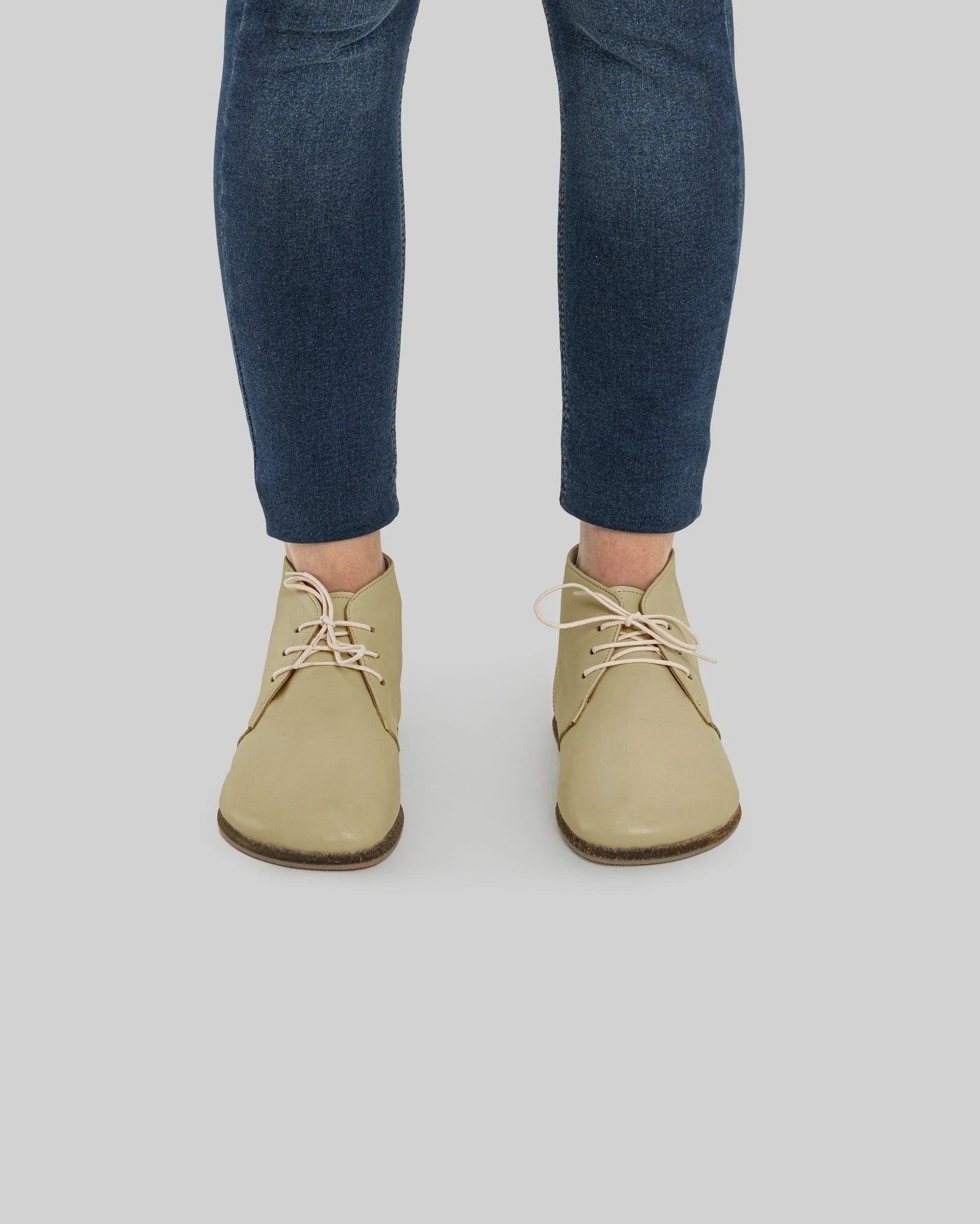 Pair Yellow Ankle Boots - Barefoot Wide Toe Calf Leather | Bespoky