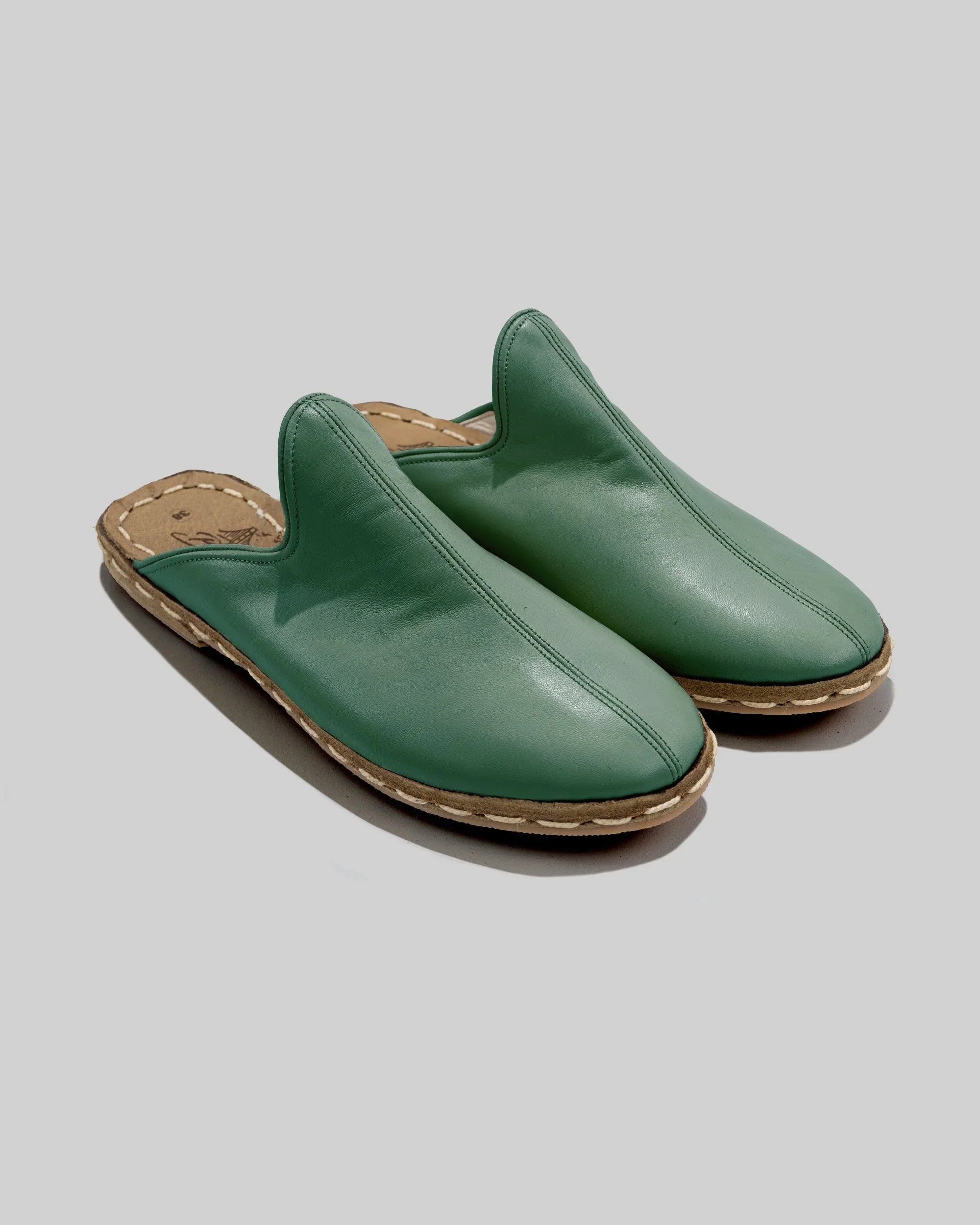 Men's Green Slippers - Handcrafted Calf Leather Wide Toe Box | Bespoky