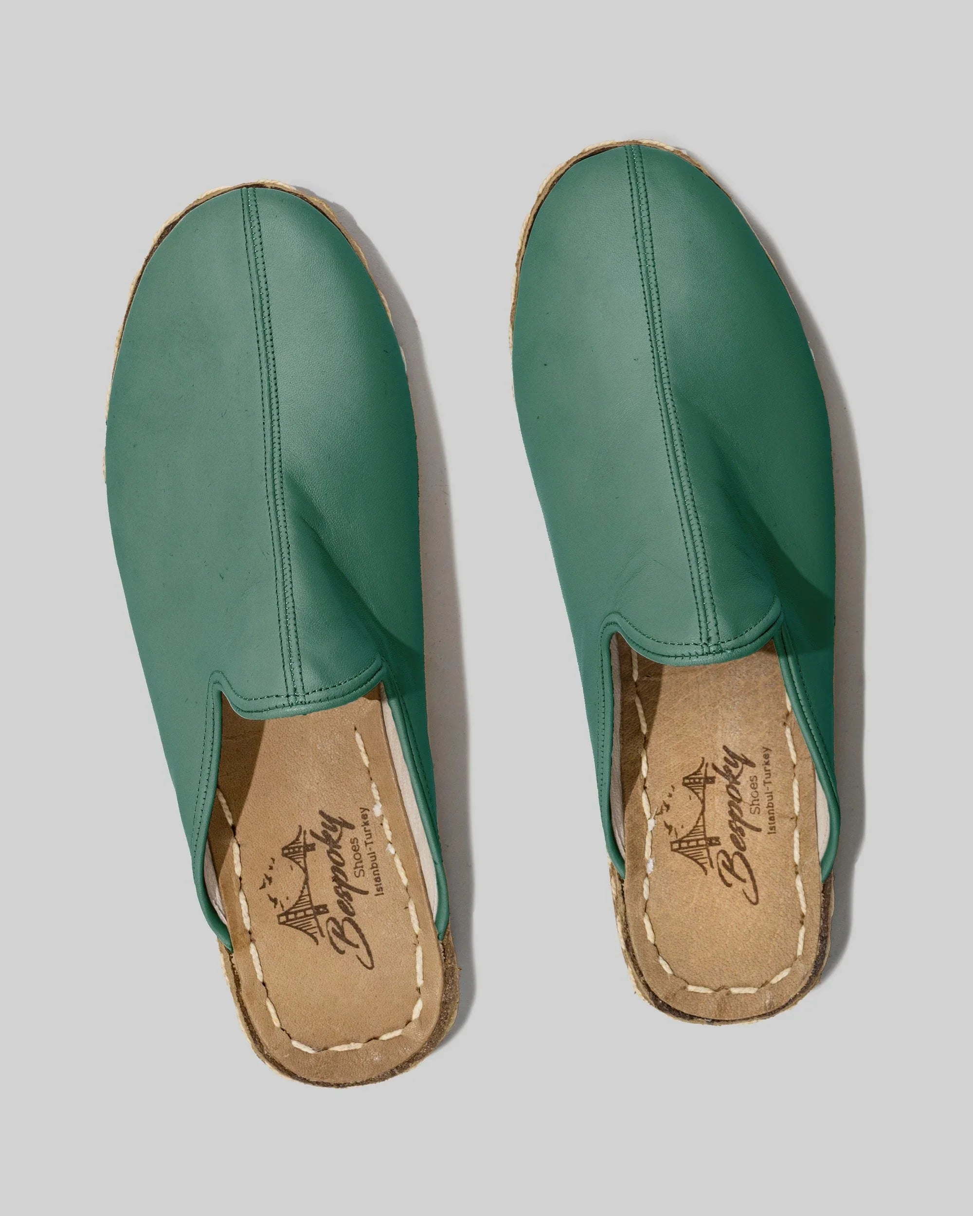 Side view Green Slippers - Calf Leather Zero Drop | Bespoky