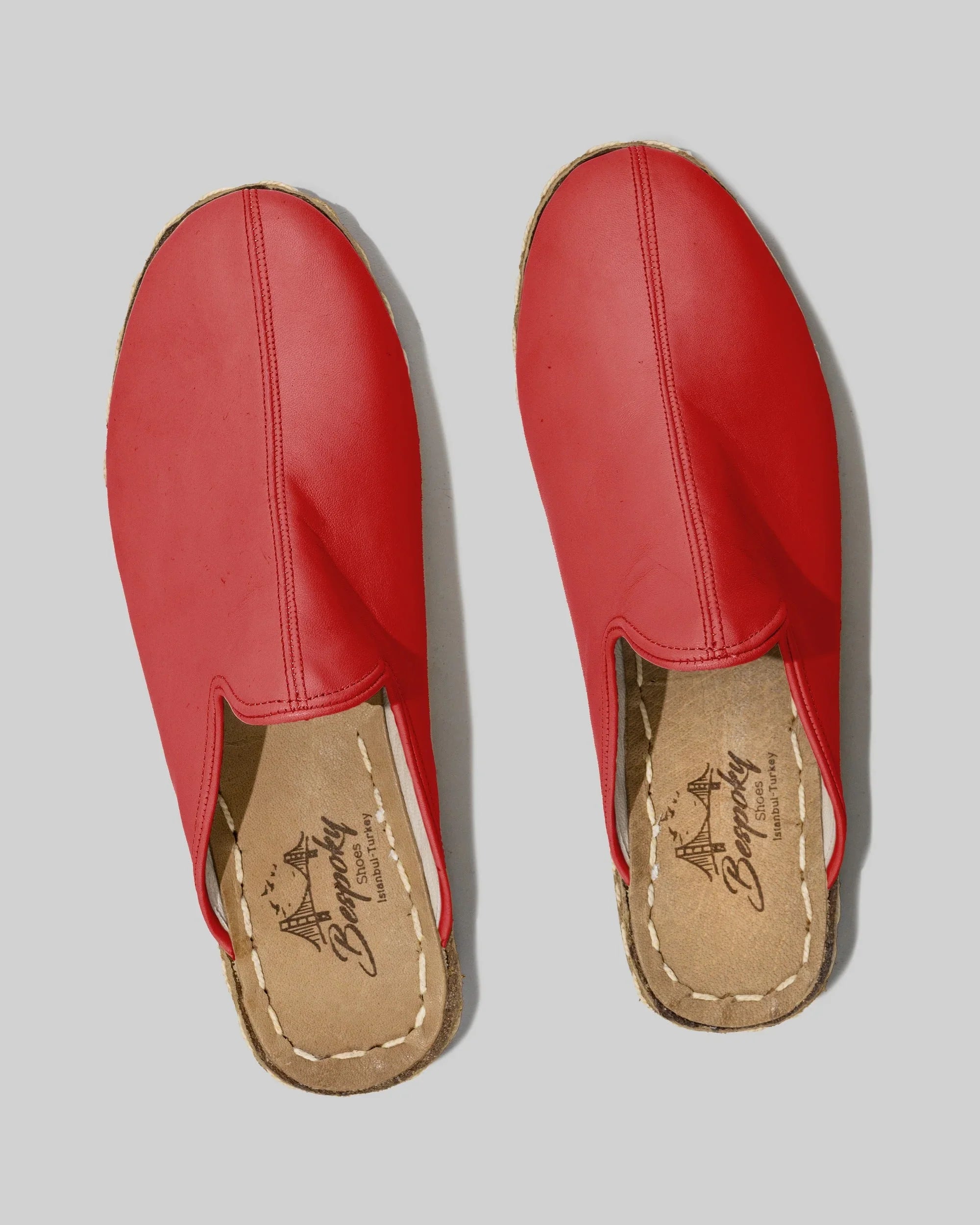 Top view Red Slippers - Handcrafted Calf Leather | Bespoky