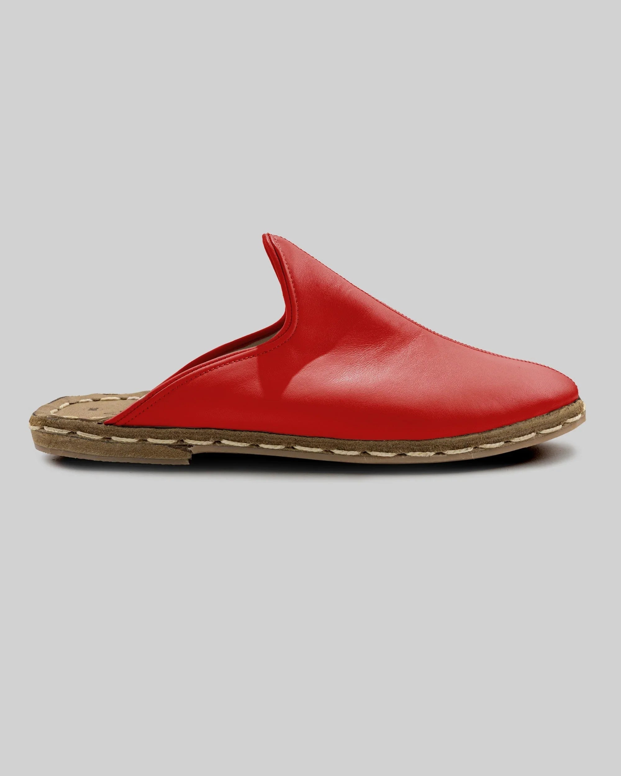 Side view Red Slippers - Calf Leather Zero Drop | Bespoky