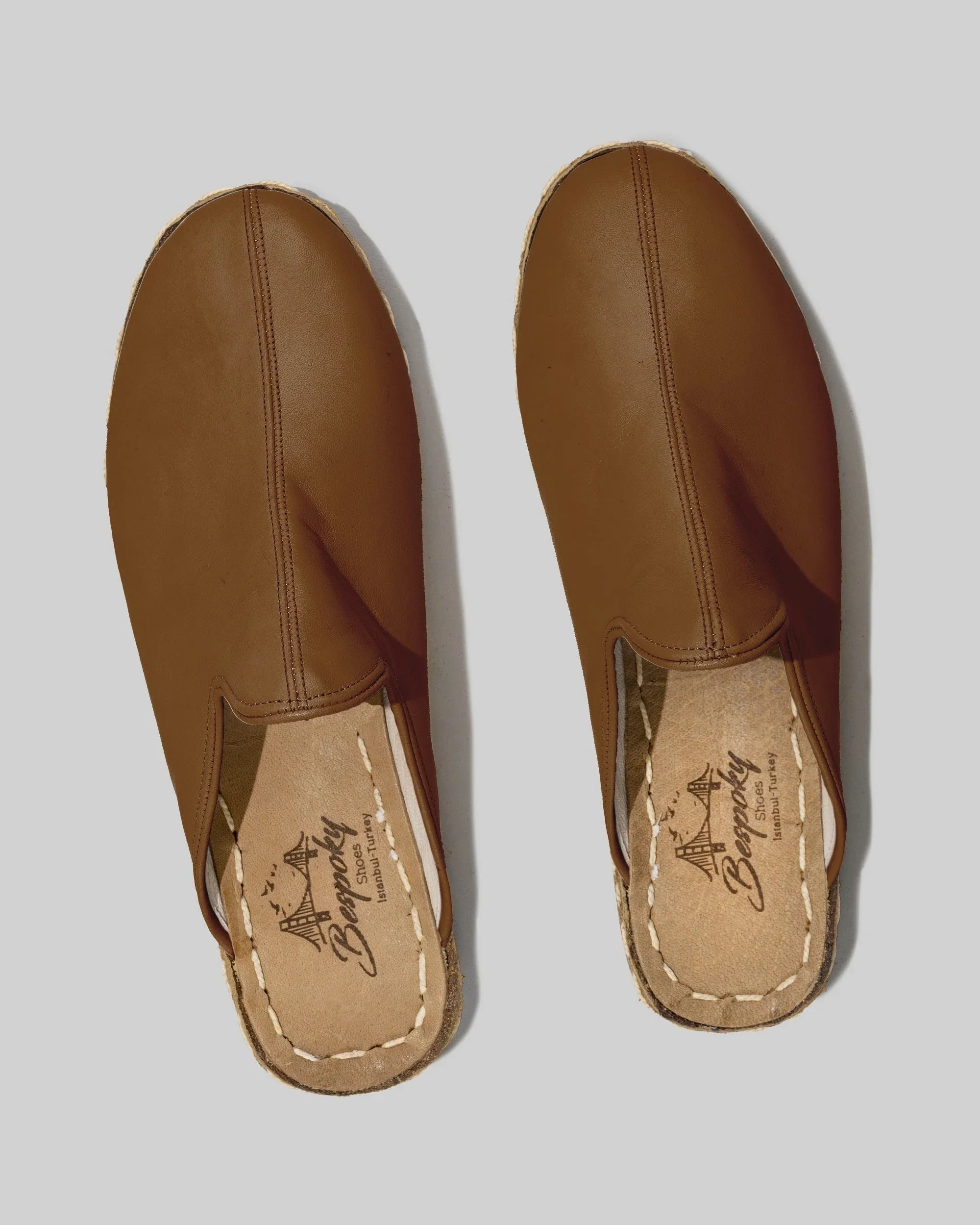 Side view Dark Tan Slippers - Calf Leather Zero Drop | Bespoky