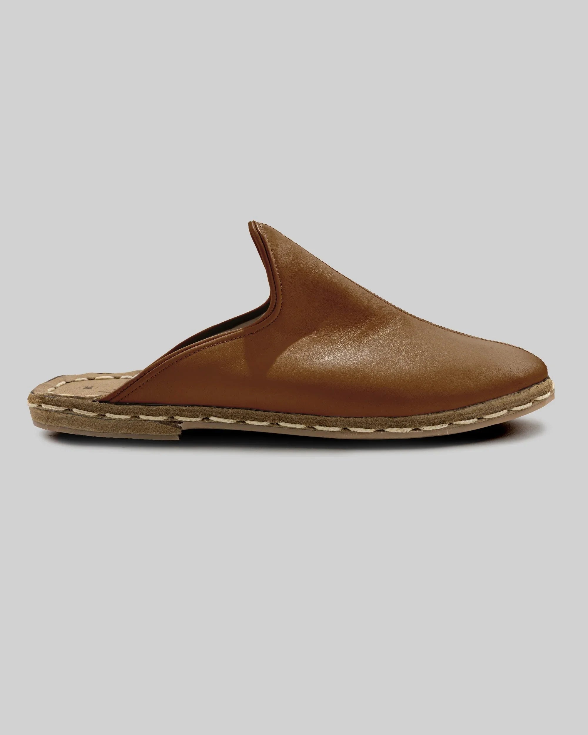 Top view Dark Tan Slippers - Handcrafted Calf Leather | Bespoky