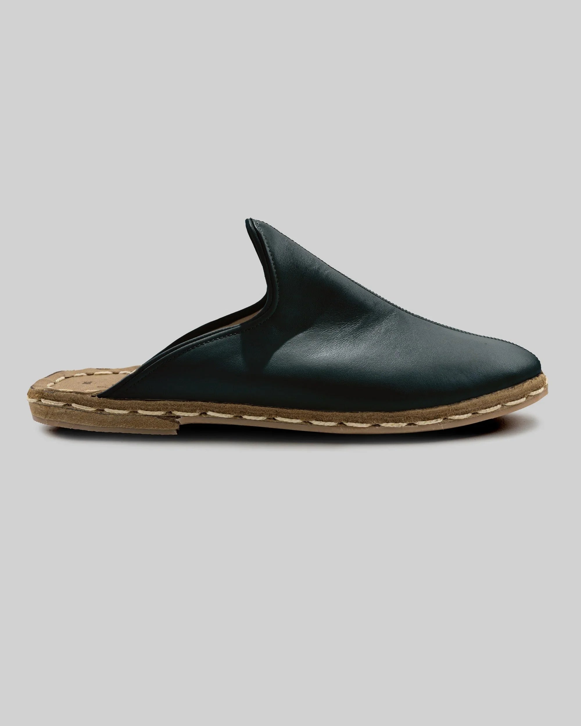 Top view Dark Green Slippers - Handcrafted Calf Leather | Bespoky