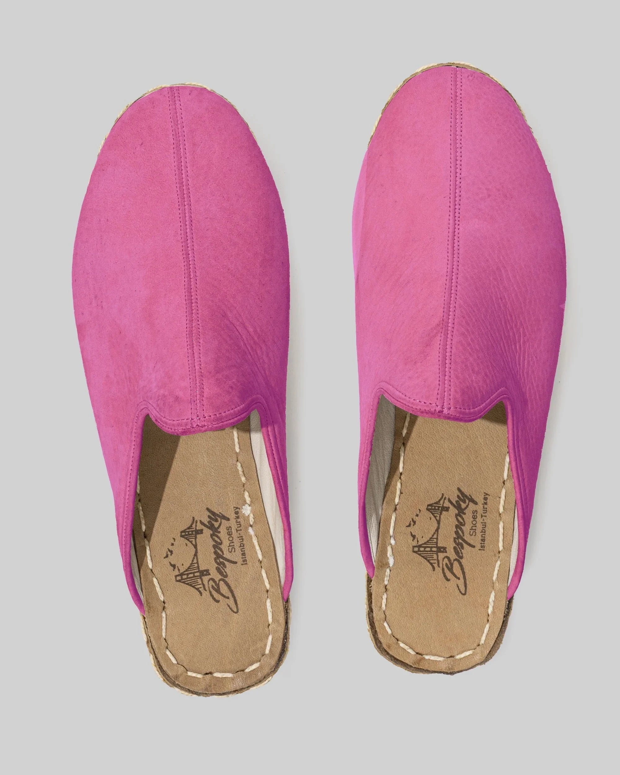 Side view Pink Nubuck Slippers - Calf Leather Zero Drop | Bespoky