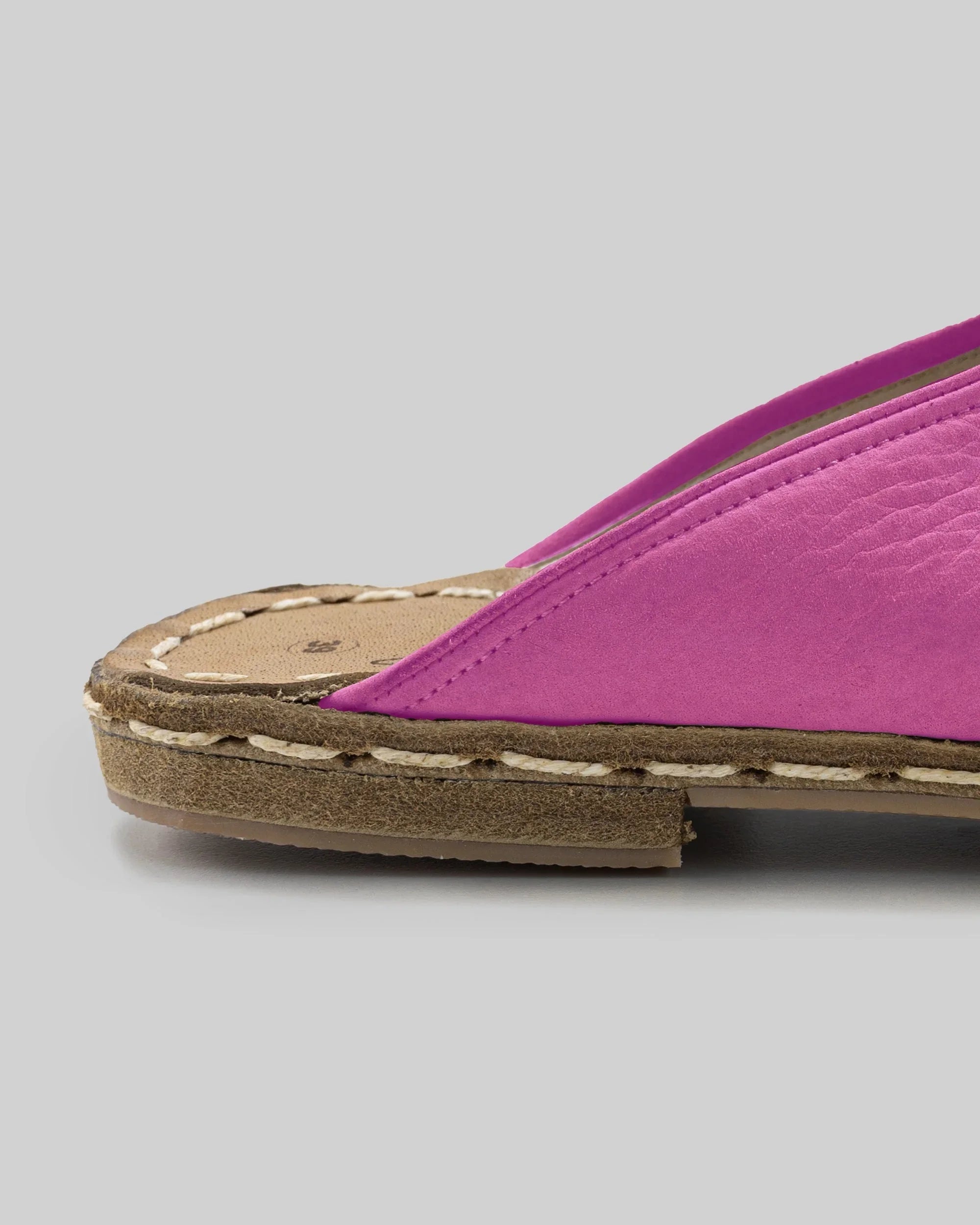 Detail Pink Nubuck Slippers - Handcrafted Calf Leather Turkey | Bespoky