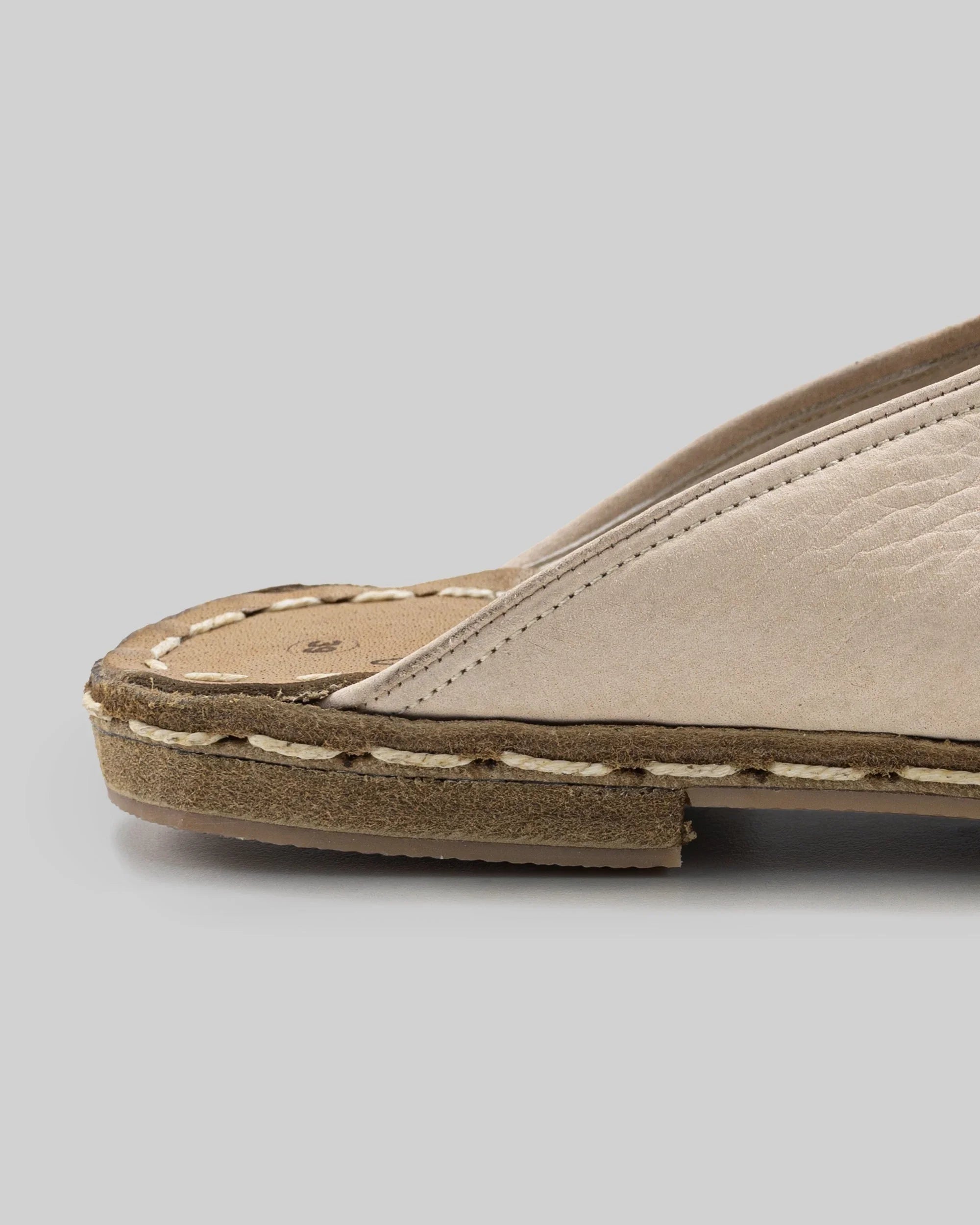 Detail Beige Nubuck Slippers - Handcrafted Calf Leather Turkey | Bespoky