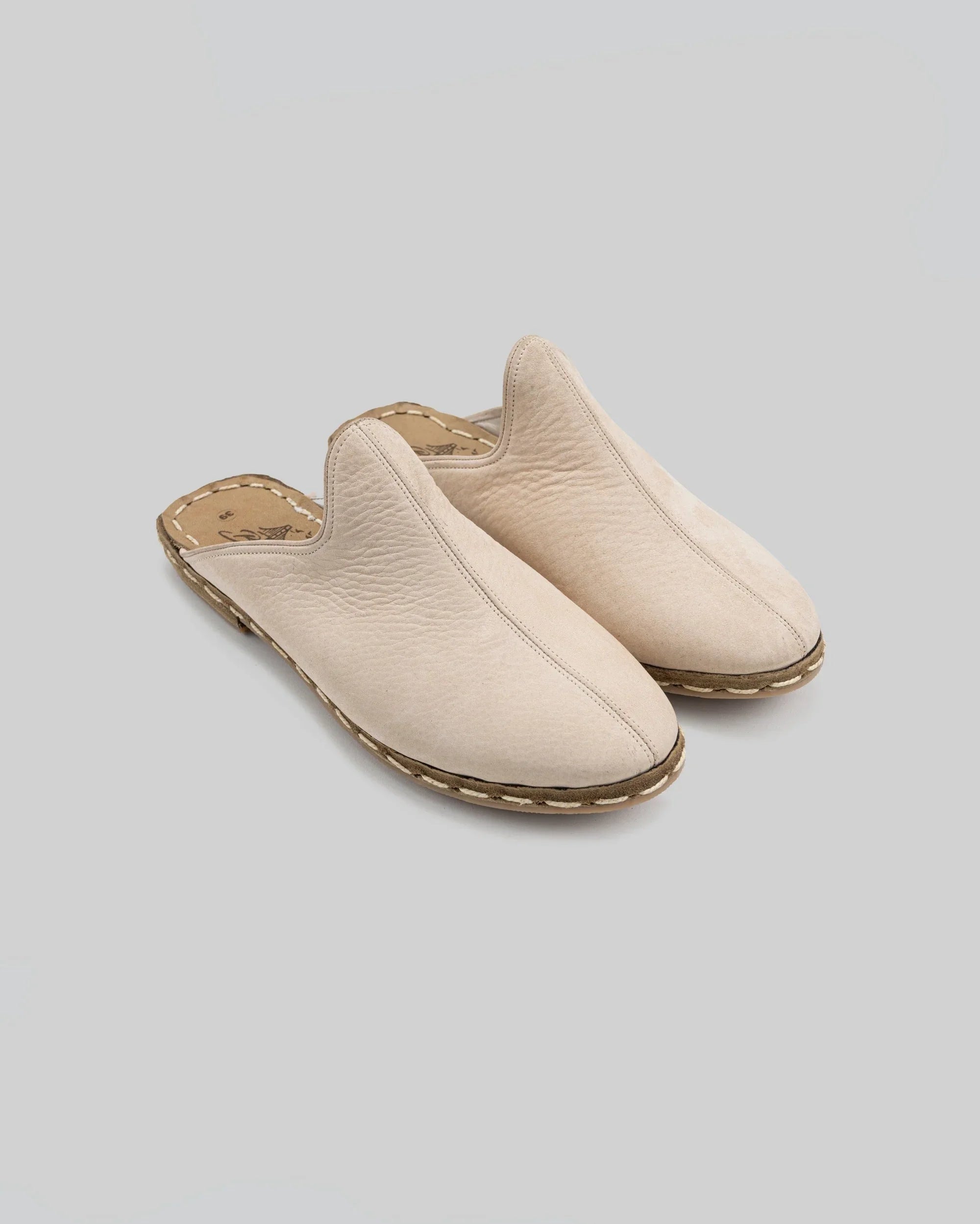 Men's Beige Nubuck Slippers - Handcrafted Calf Leather Wide Toe Box | Bespoky