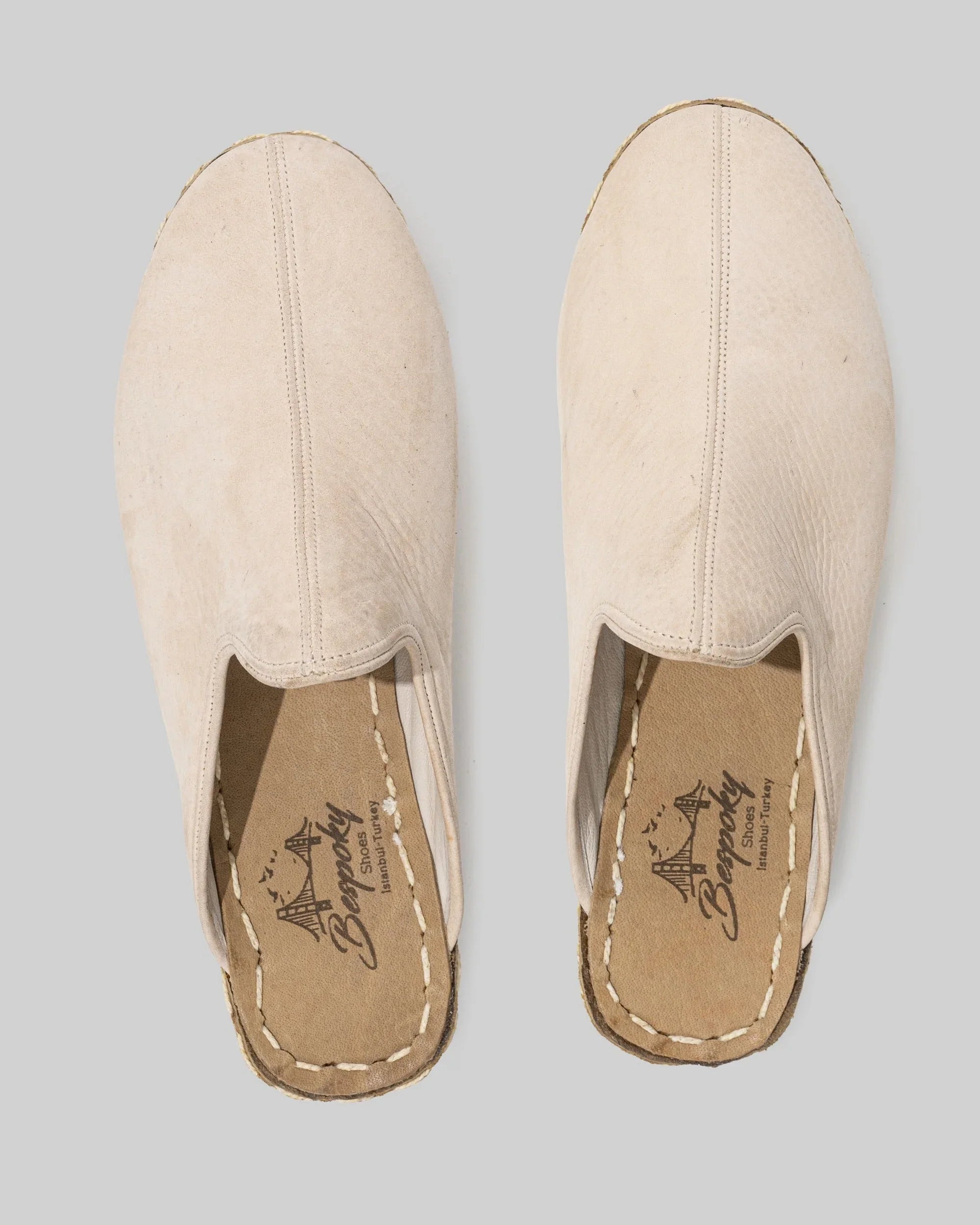 Side view Beige Nubuck Slippers - Calf Leather Zero Drop | Bespoky