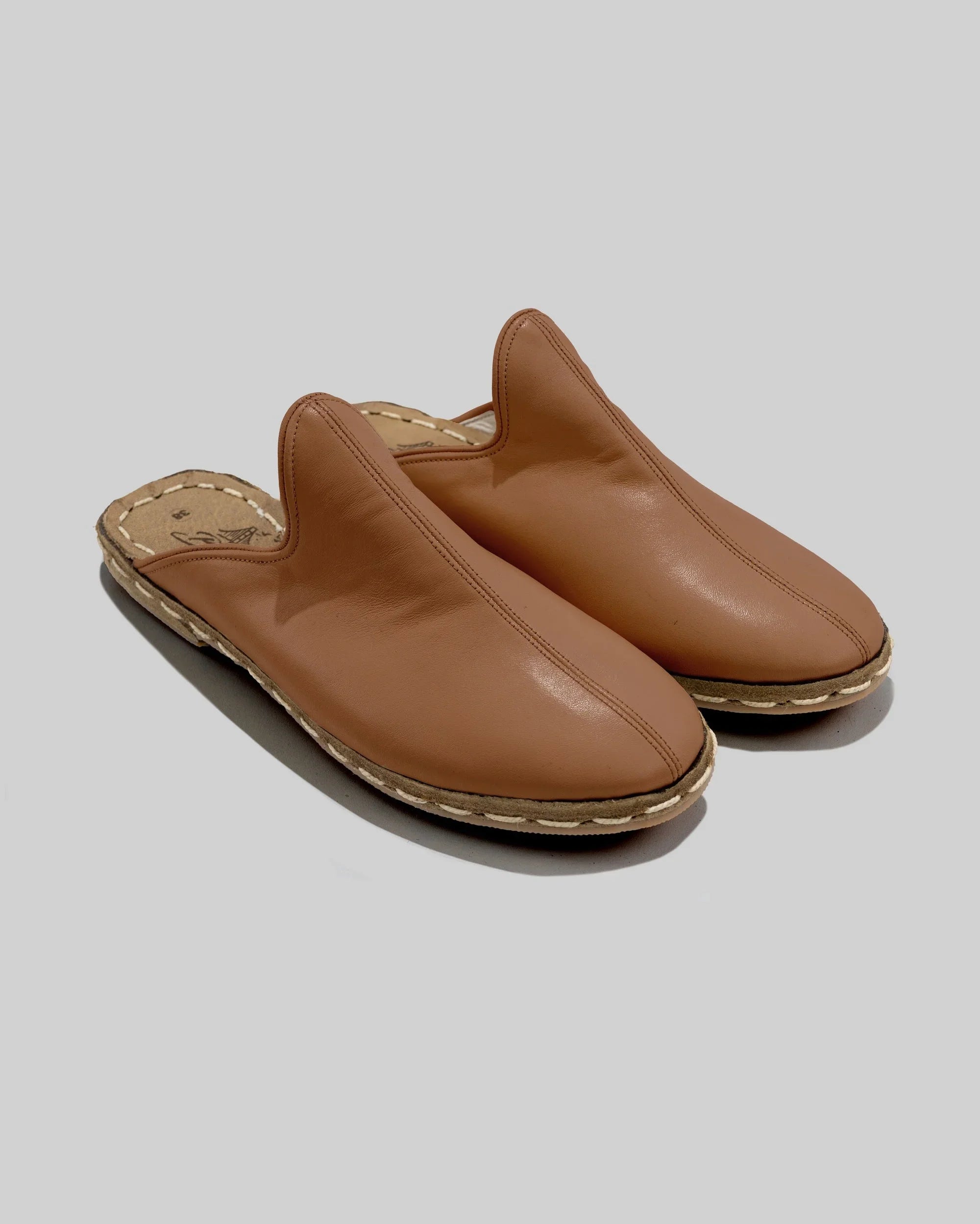 Women's Tan Slippers - Handcrafted Calf Leather Wide Toe Box | Bespoky