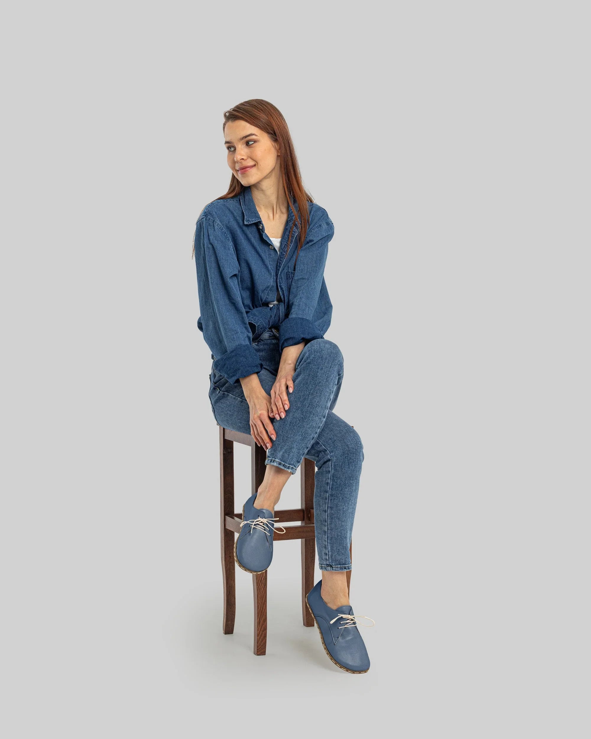 Close-up calf leather - Jean Blue Oxford Shoes Detail | Bespoky