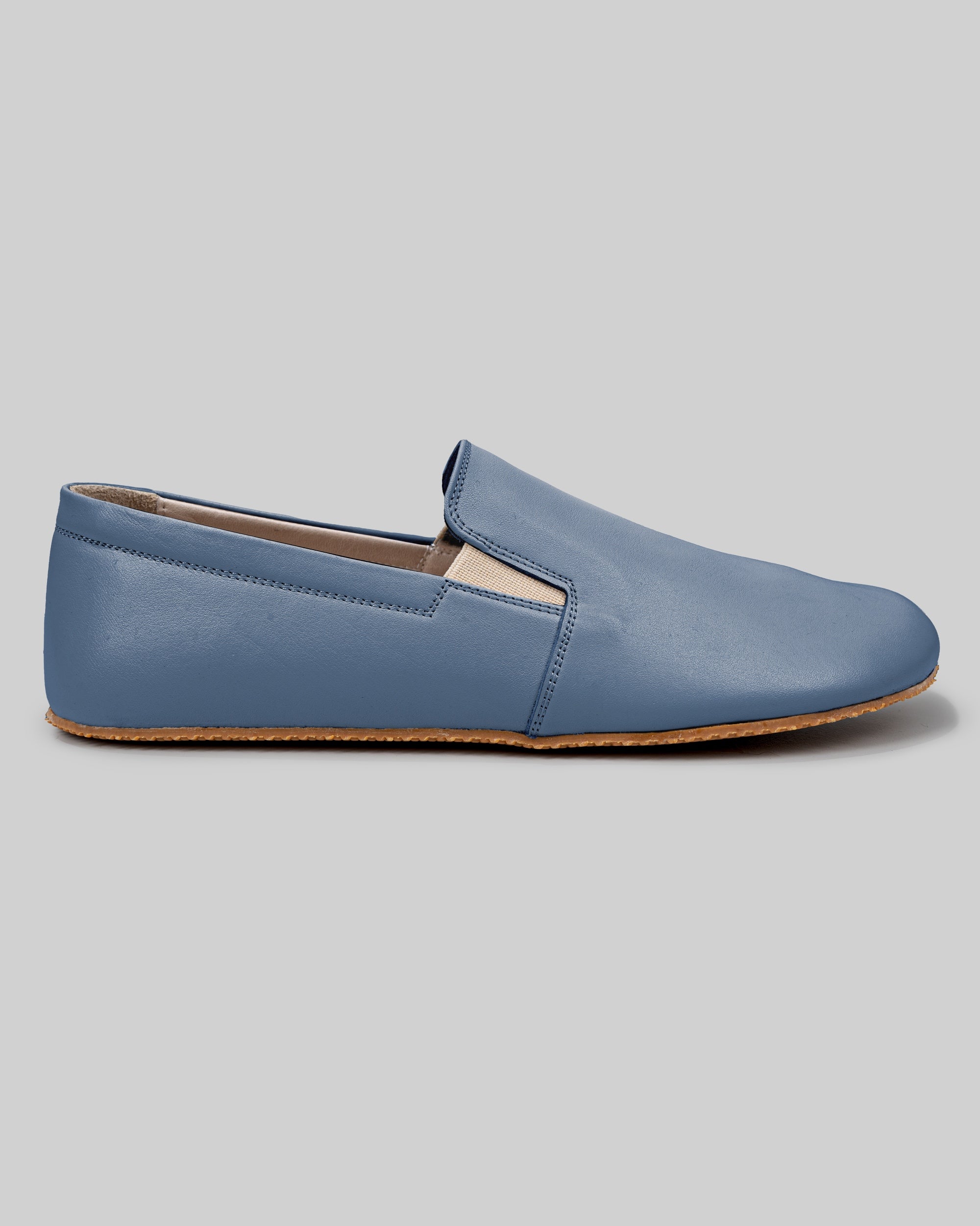 Detail Jean Blue Barefoot Shoes - Handcrafted Calf Leather Turkey | Bespoky