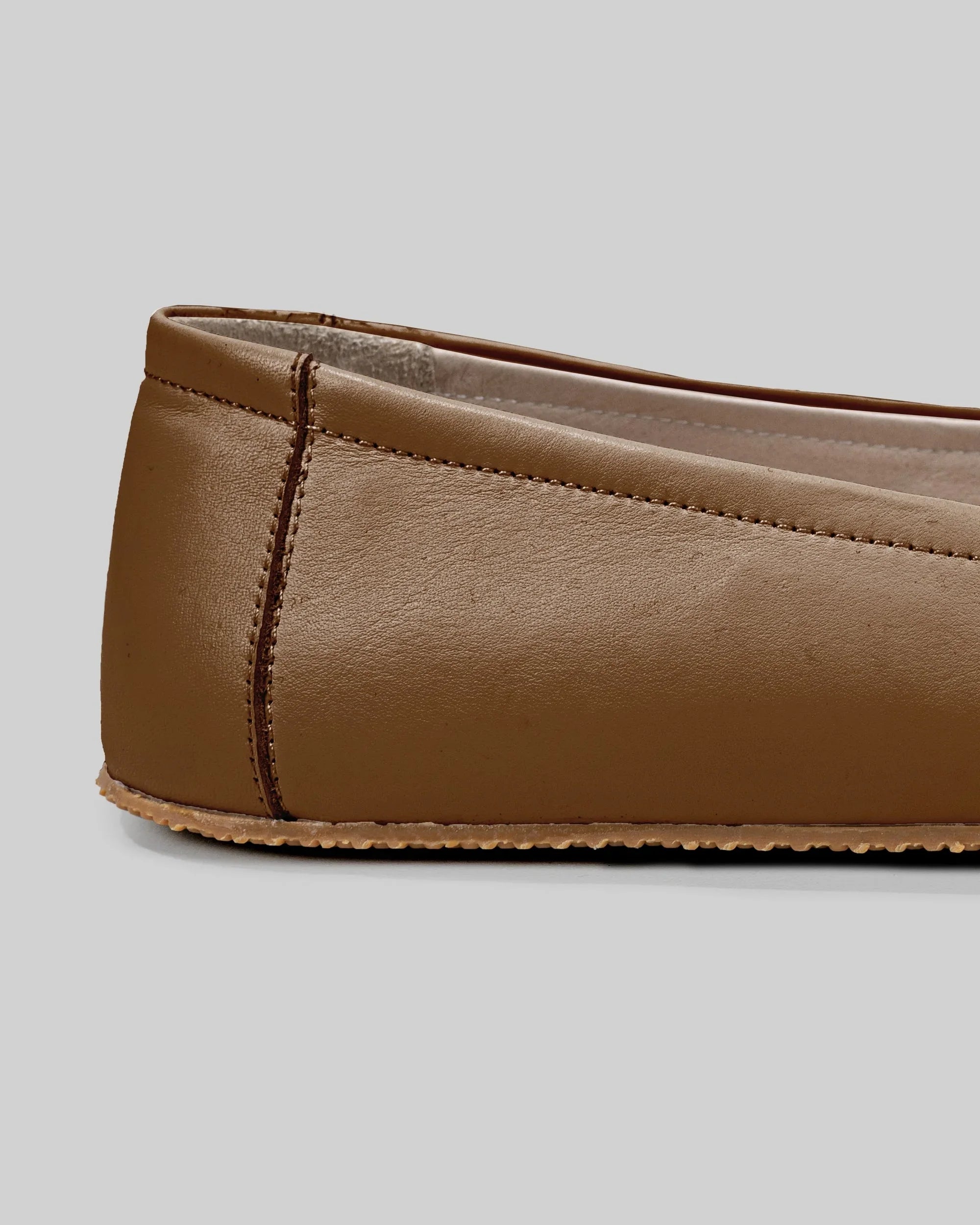 Top view Dark Tan Ballet Flats - Handcrafted Calf Leather | Bespoky