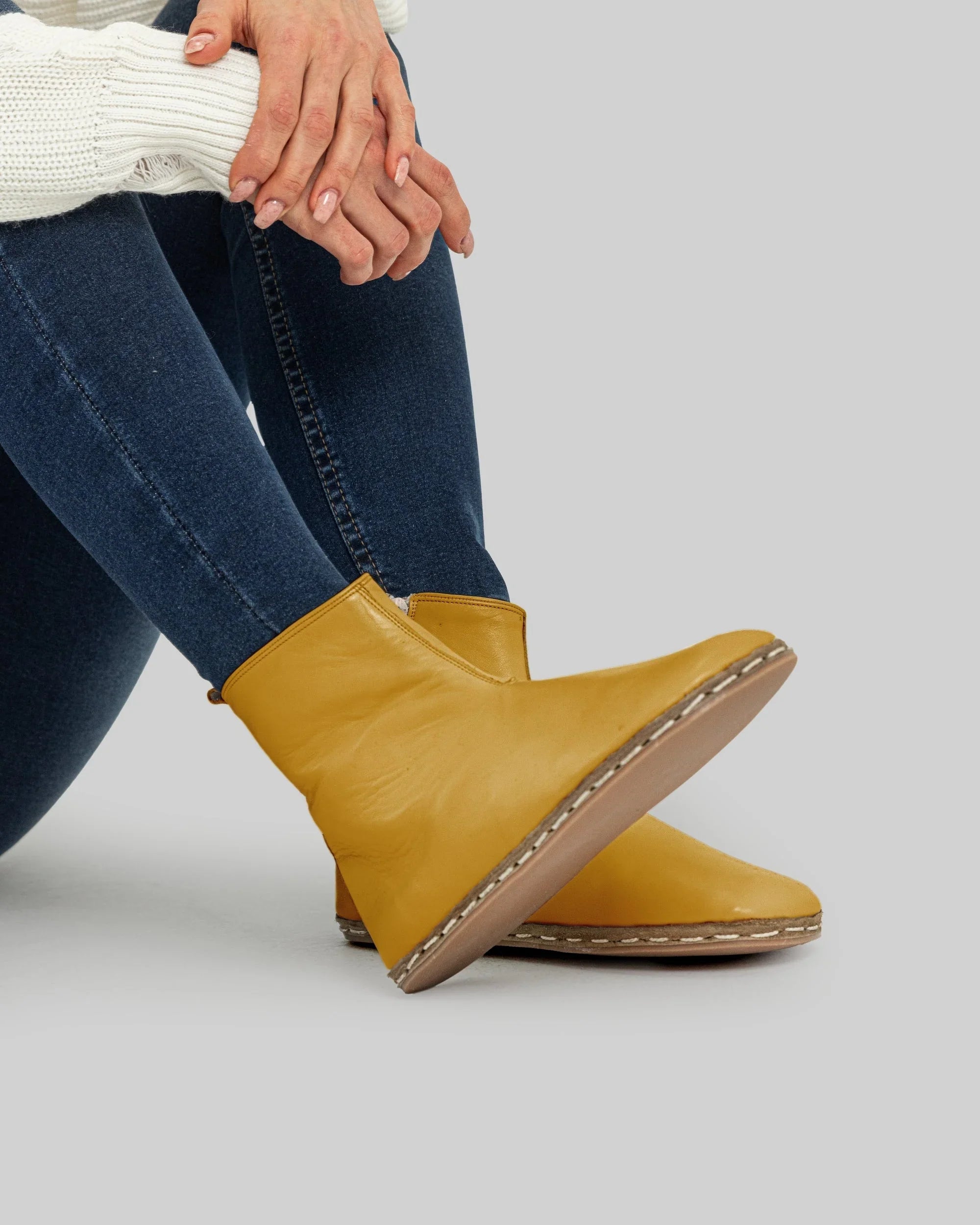Men's Mustard Chelsea Boots - Handcrafted Calf Leather Wide Toe Box | Bespoky