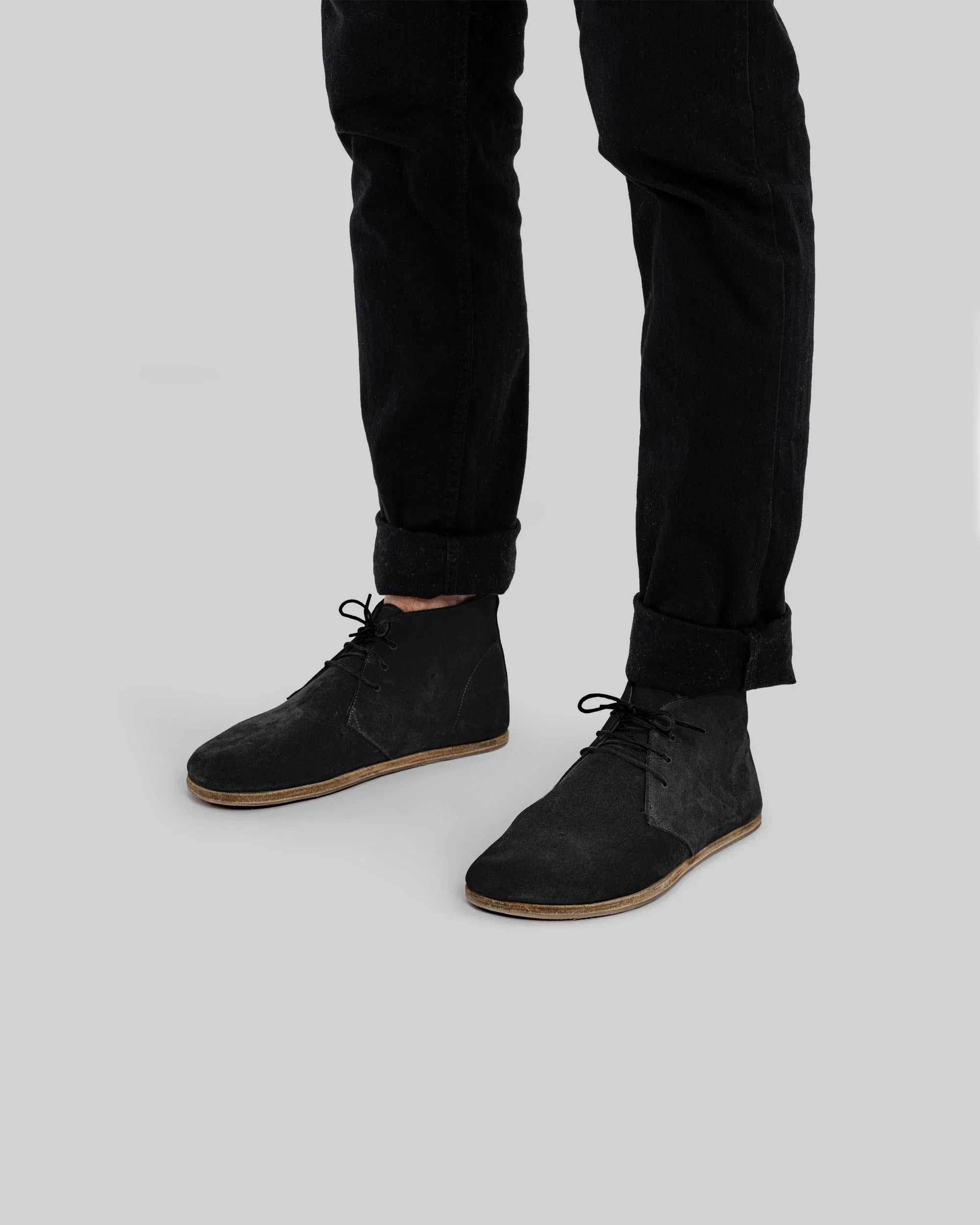 Detail Black Suede Ankle Boots - Handcrafted Calf Leather Turkey | Bespoky