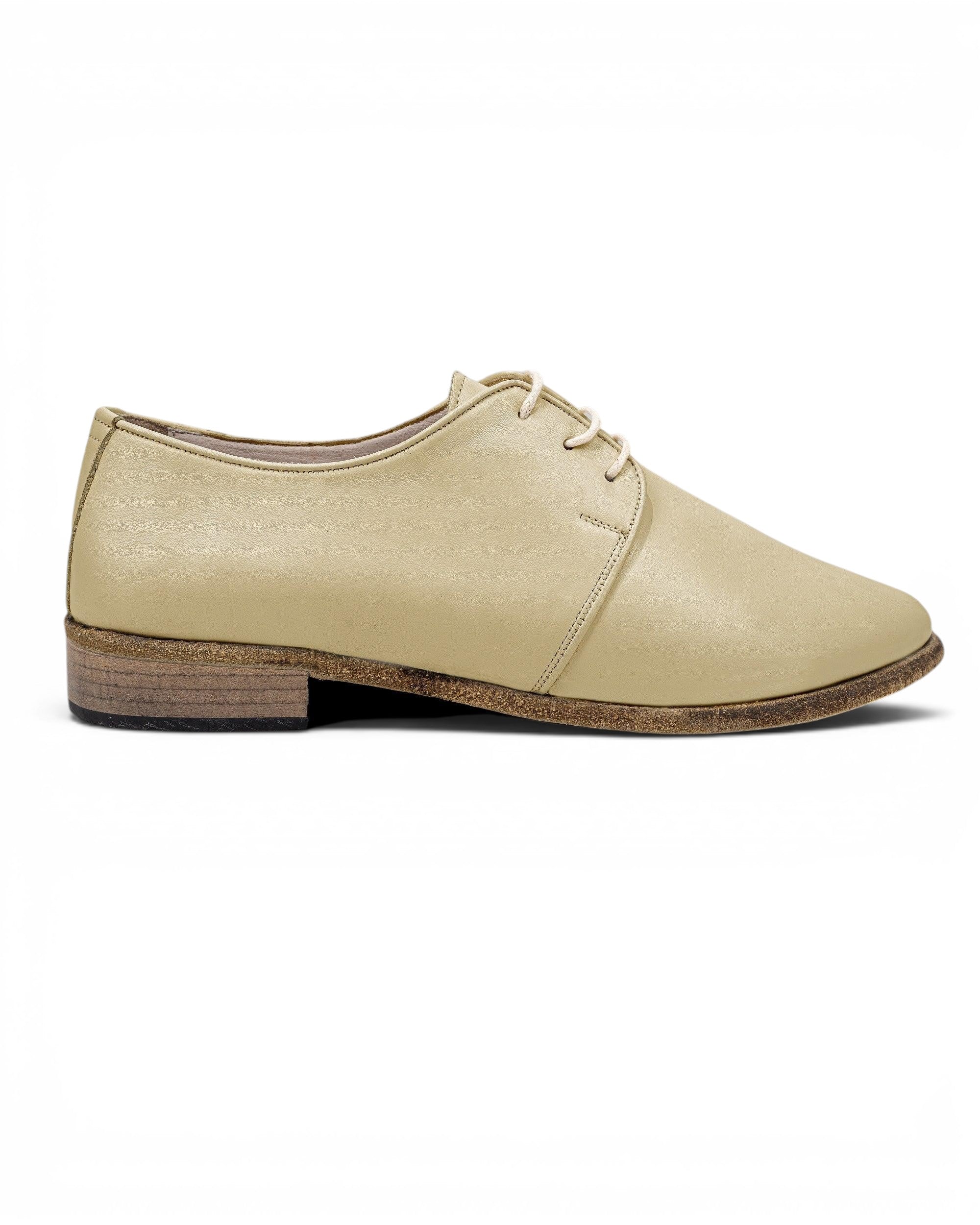 Detail Yellow Pointed Toe Oxford - Handcrafted Calf Leather Turkey | Bespoky