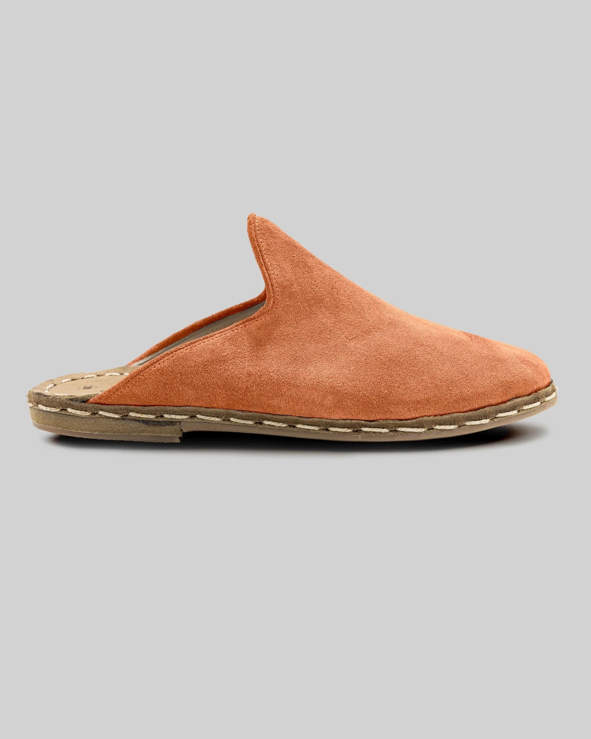 Top view Orange Suede Slippers - Handcrafted Calf Leather | Bespoky