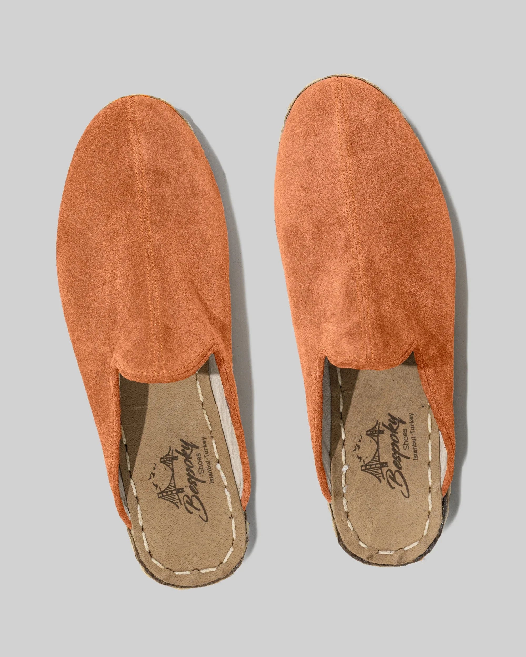 Side view Orange Suede Slippers - Calf Leather Zero Drop | Bespoky
