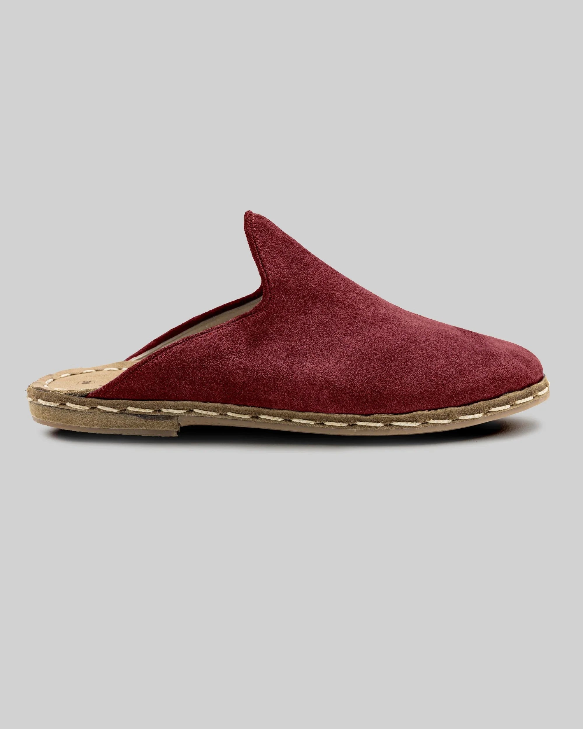 Top view Burgundy Suede Slippers - Handcrafted Calf Leather | Bespoky