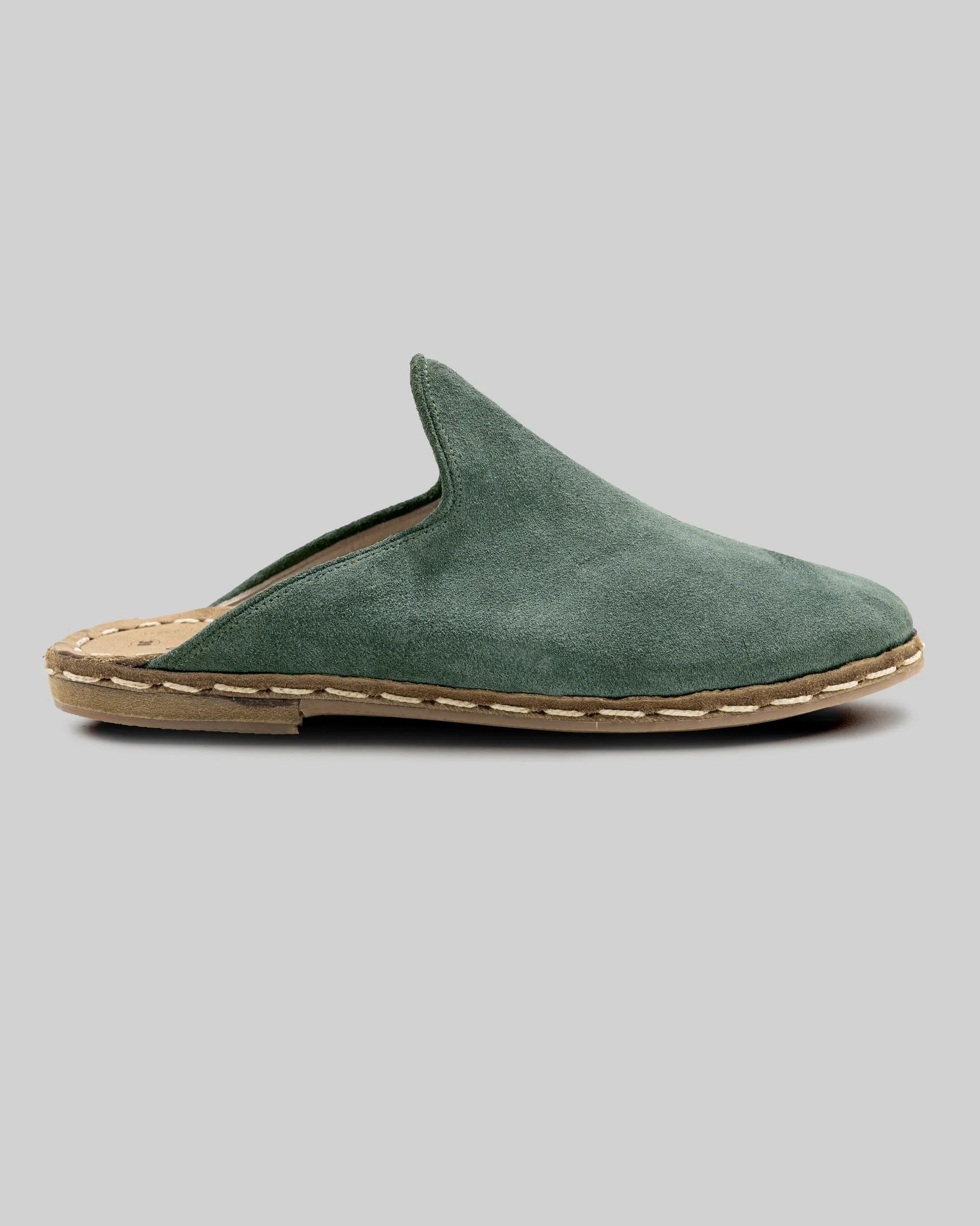 Top view Green Suede Slippers - Handcrafted Calf Leather | Bespoky