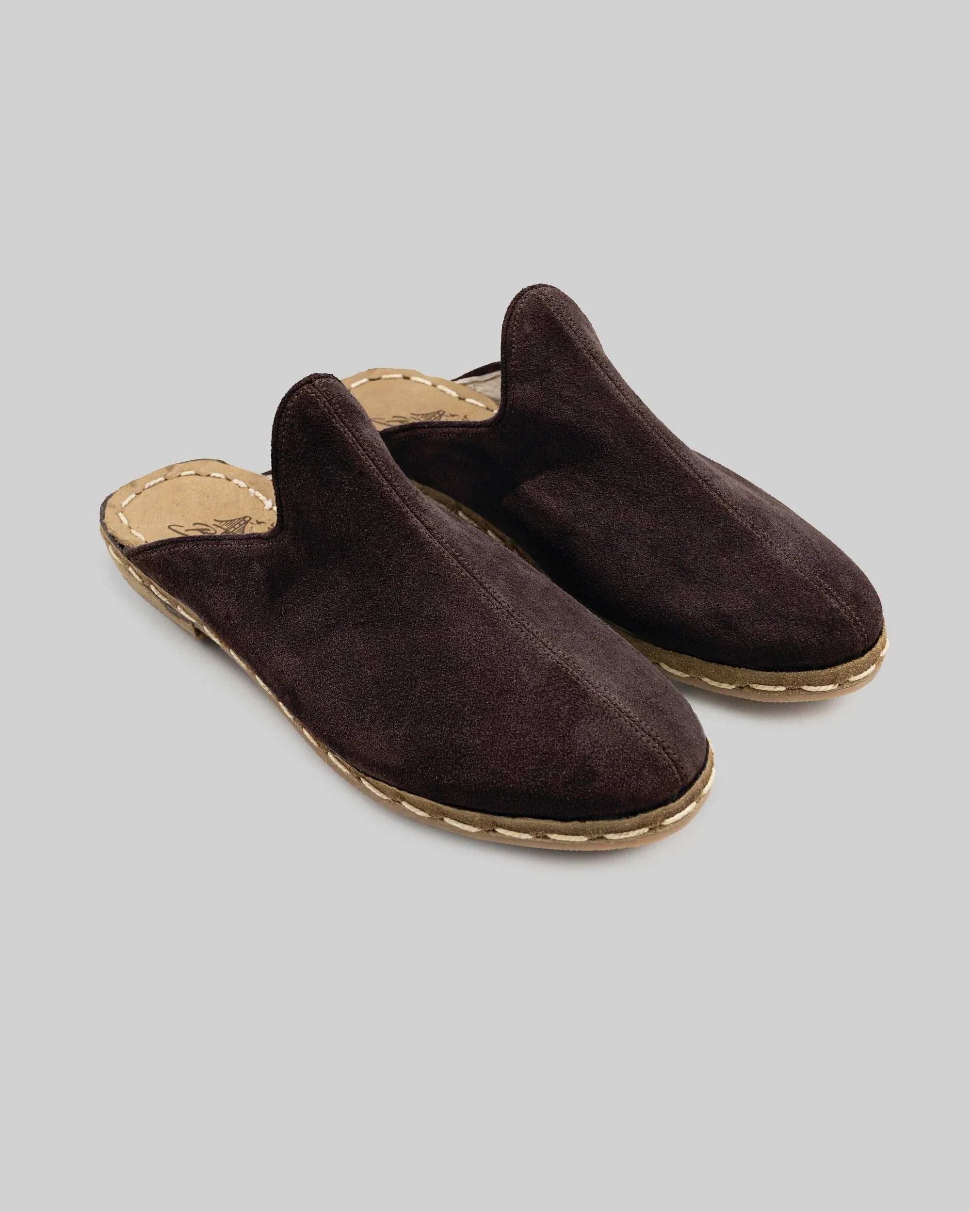 Women's Brown Suede Slippers - Handcrafted Calf Leather Wide Toe Box | Bespoky