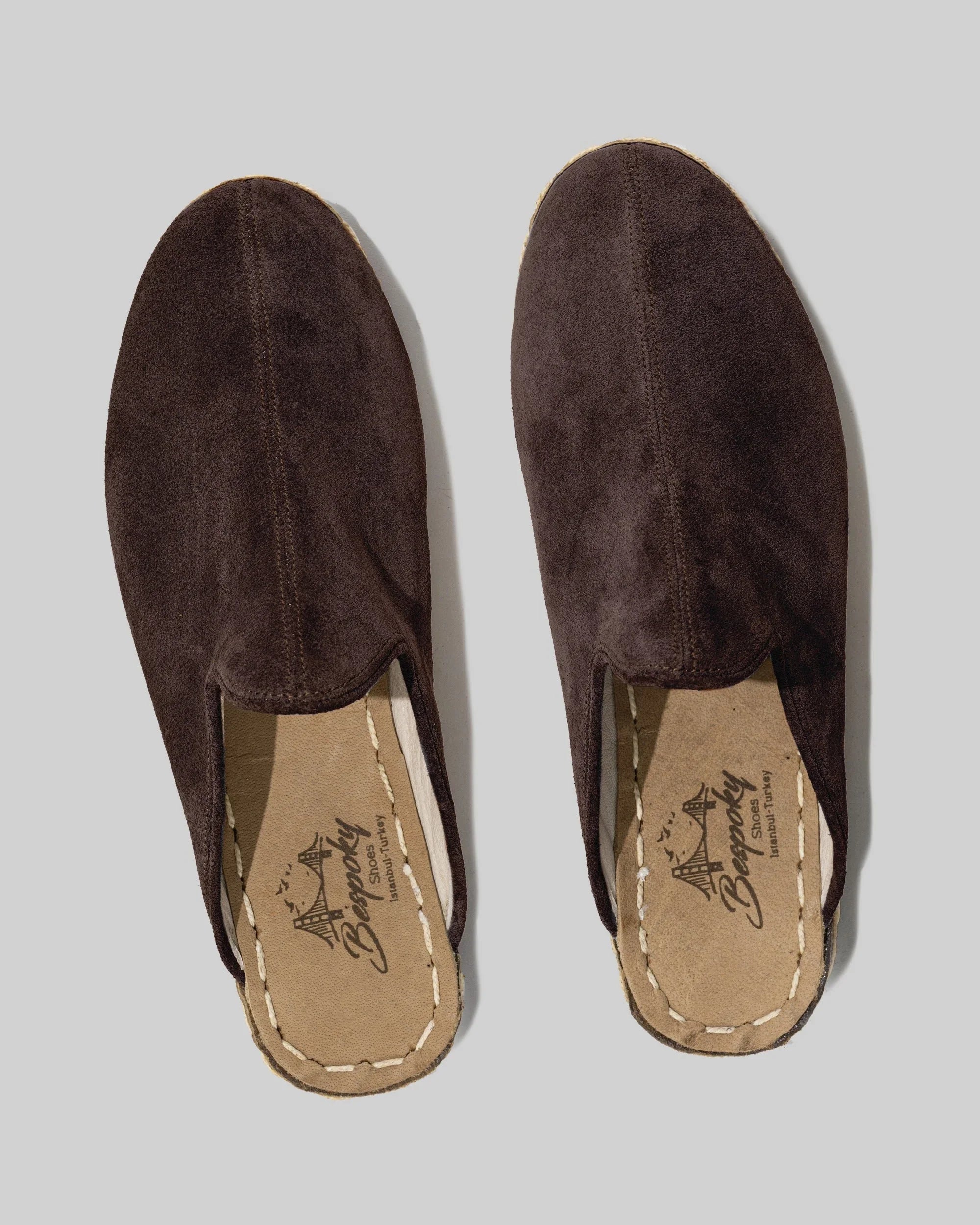 Side view Brown Suede Slippers - Calf Leather Zero Drop | Bespoky