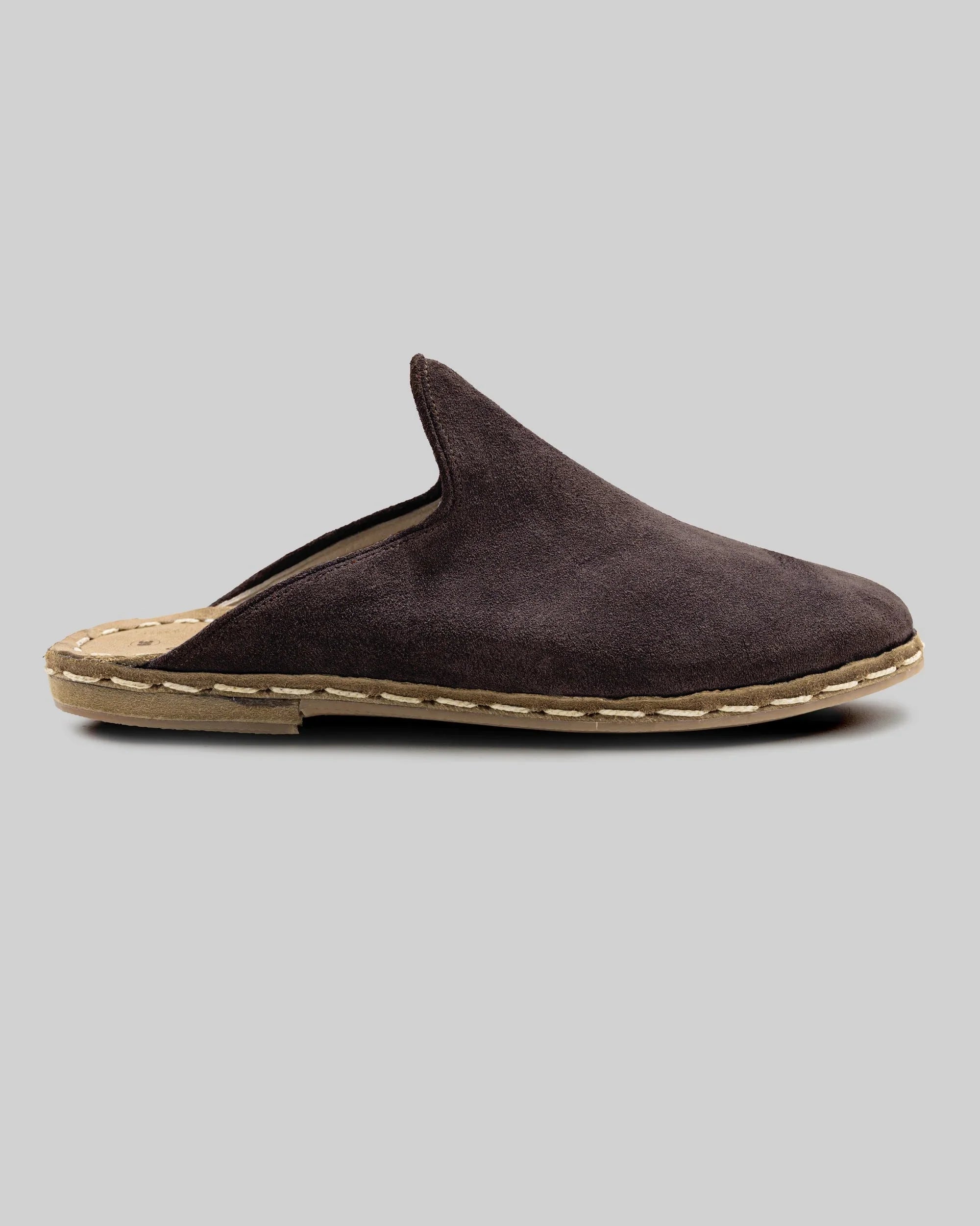 Top view Brown Suede Slippers - Handcrafted Calf Leather | Bespoky