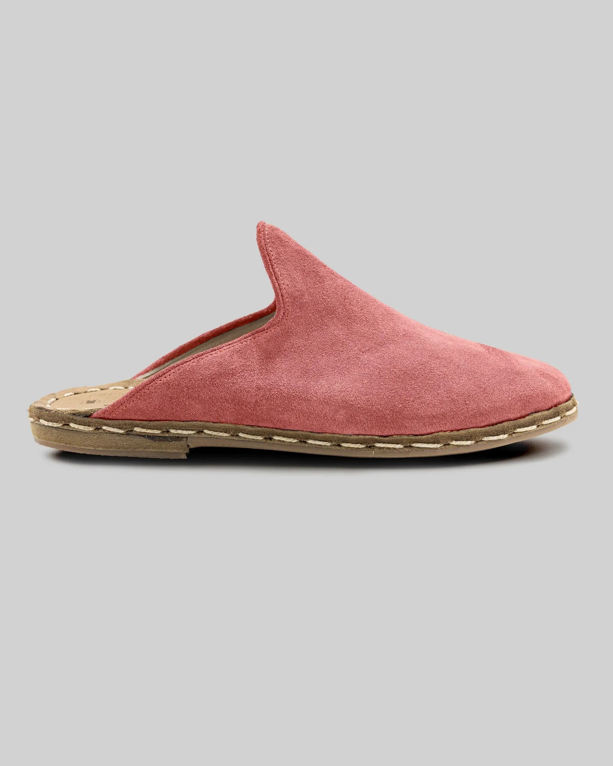 Top view Pink Suede Slippers - Handcrafted Calf Leather | Bespoky