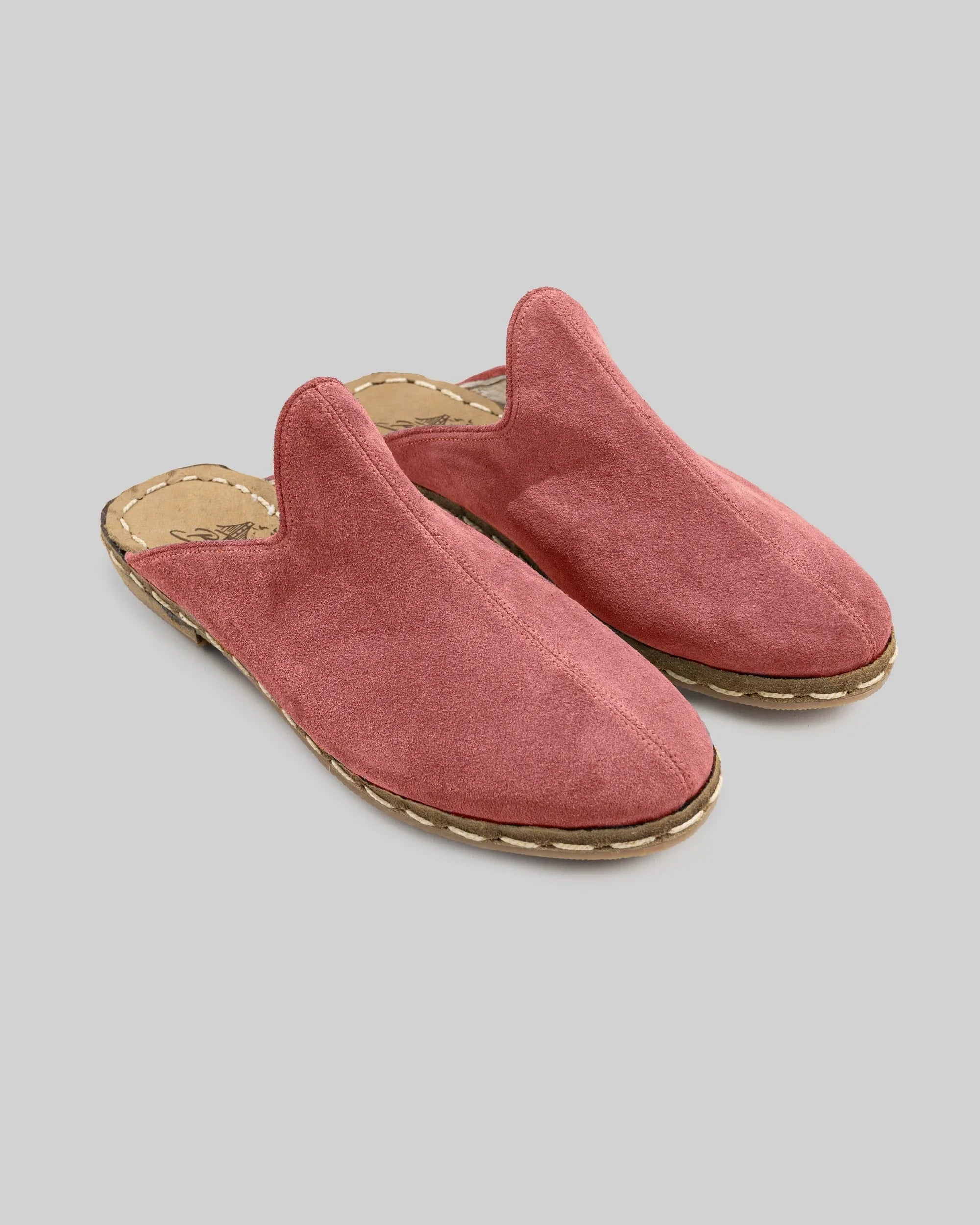 Women's Pink Suede Slippers - Handcrafted Calf Leather Wide Toe Box | Bespoky