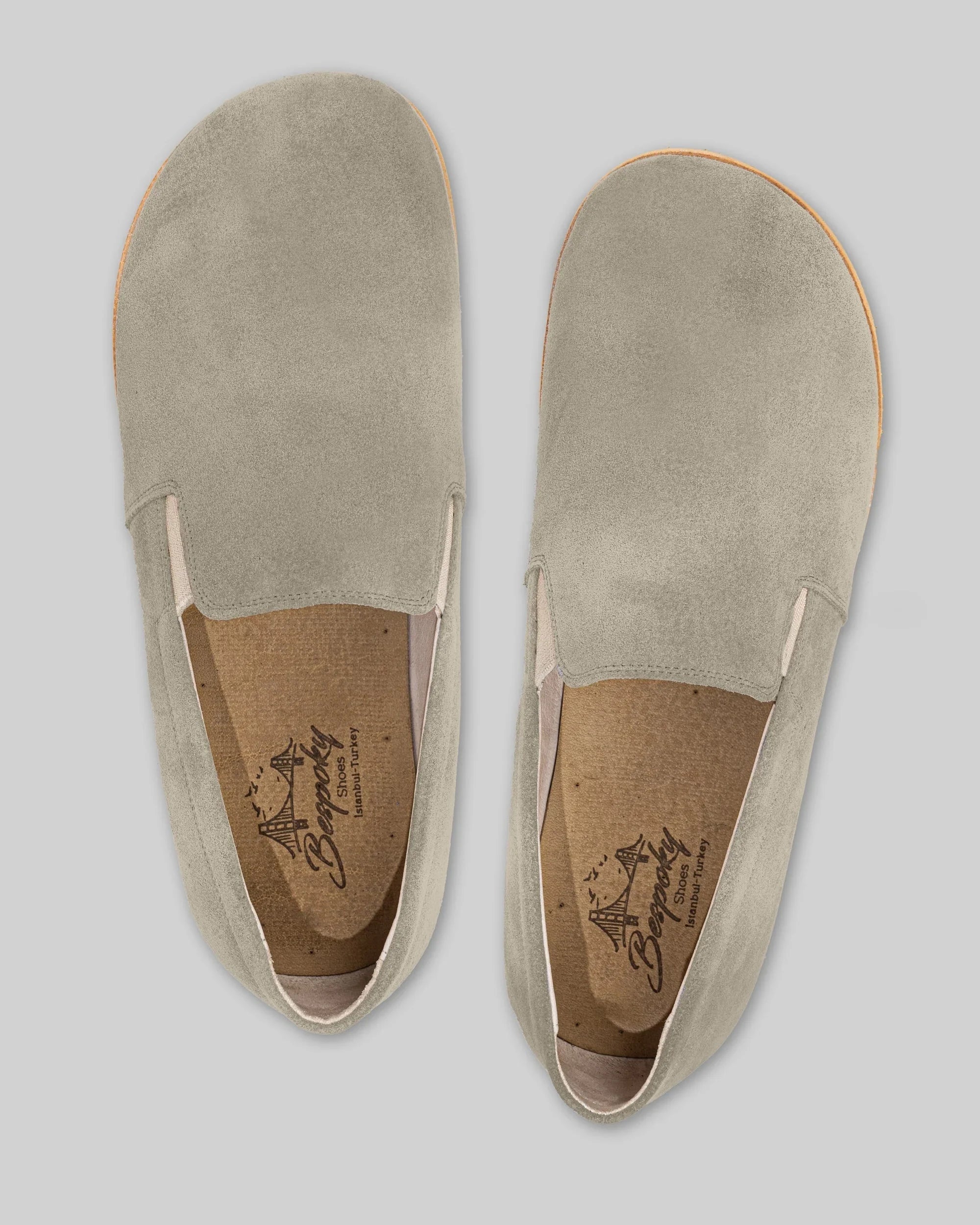 Side view Cream Suede Barefoot Shoes - Calf Leather Zero Drop | Bespoky