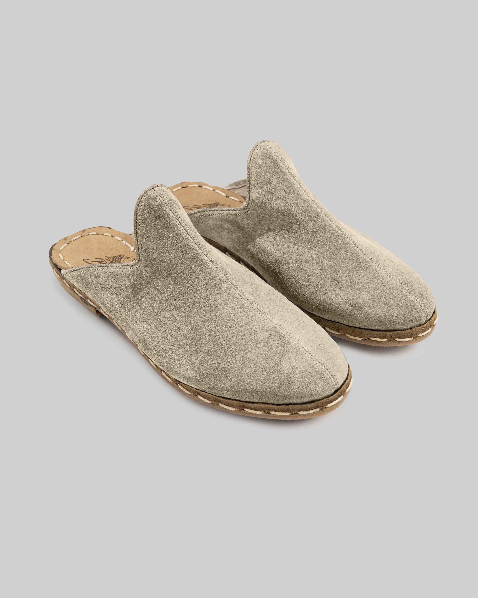 Women's Cream Suede Slippers - Handcrafted Calf Leather Wide Toe Box | Bespoky