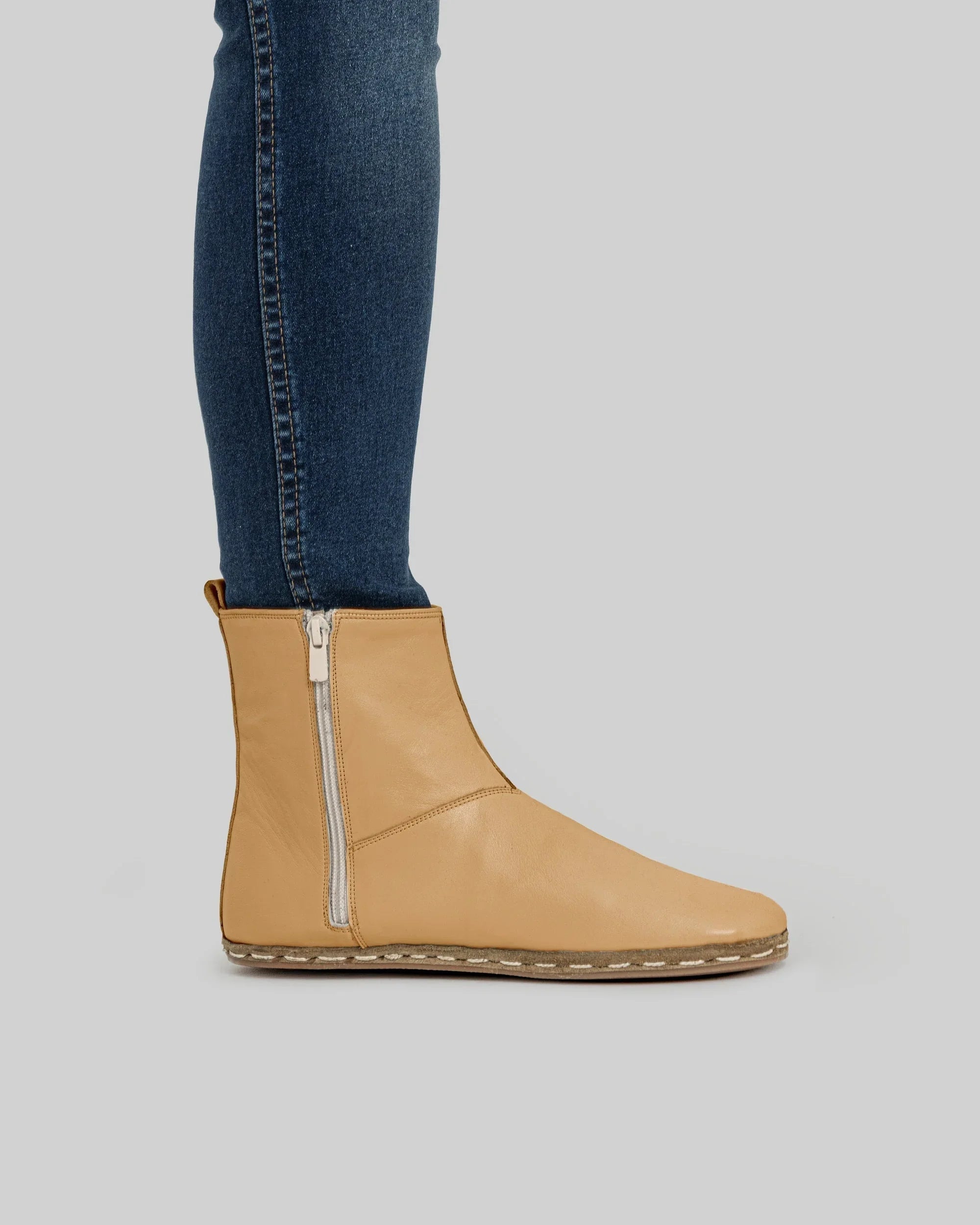 Side view Melon Yellow Chelsea Boots - Calf Leather Zero Drop | Bespoky
