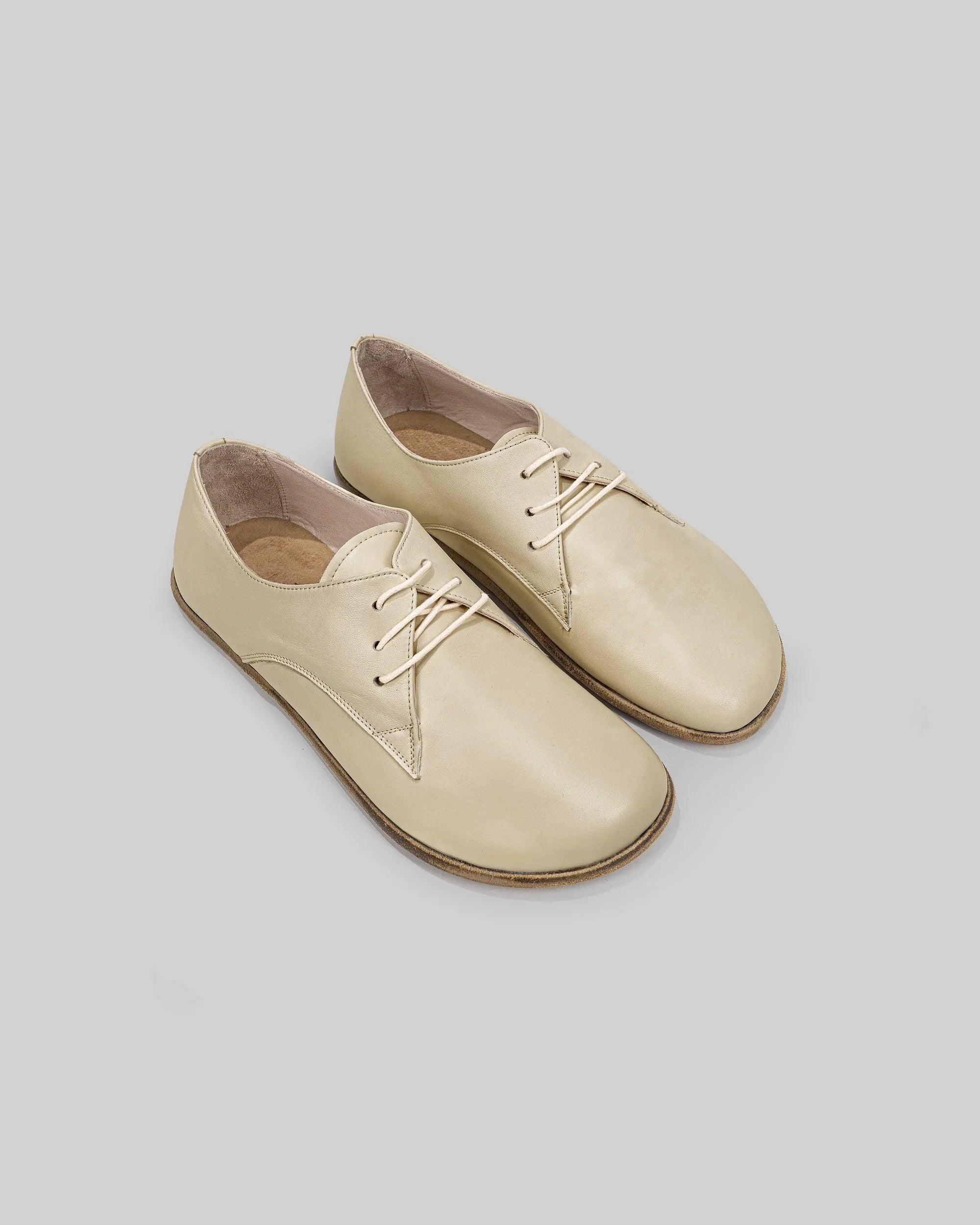 Men's Beige Oxford Shoes - Handcrafted Calf Leather Wide Toe Box | Bespoky