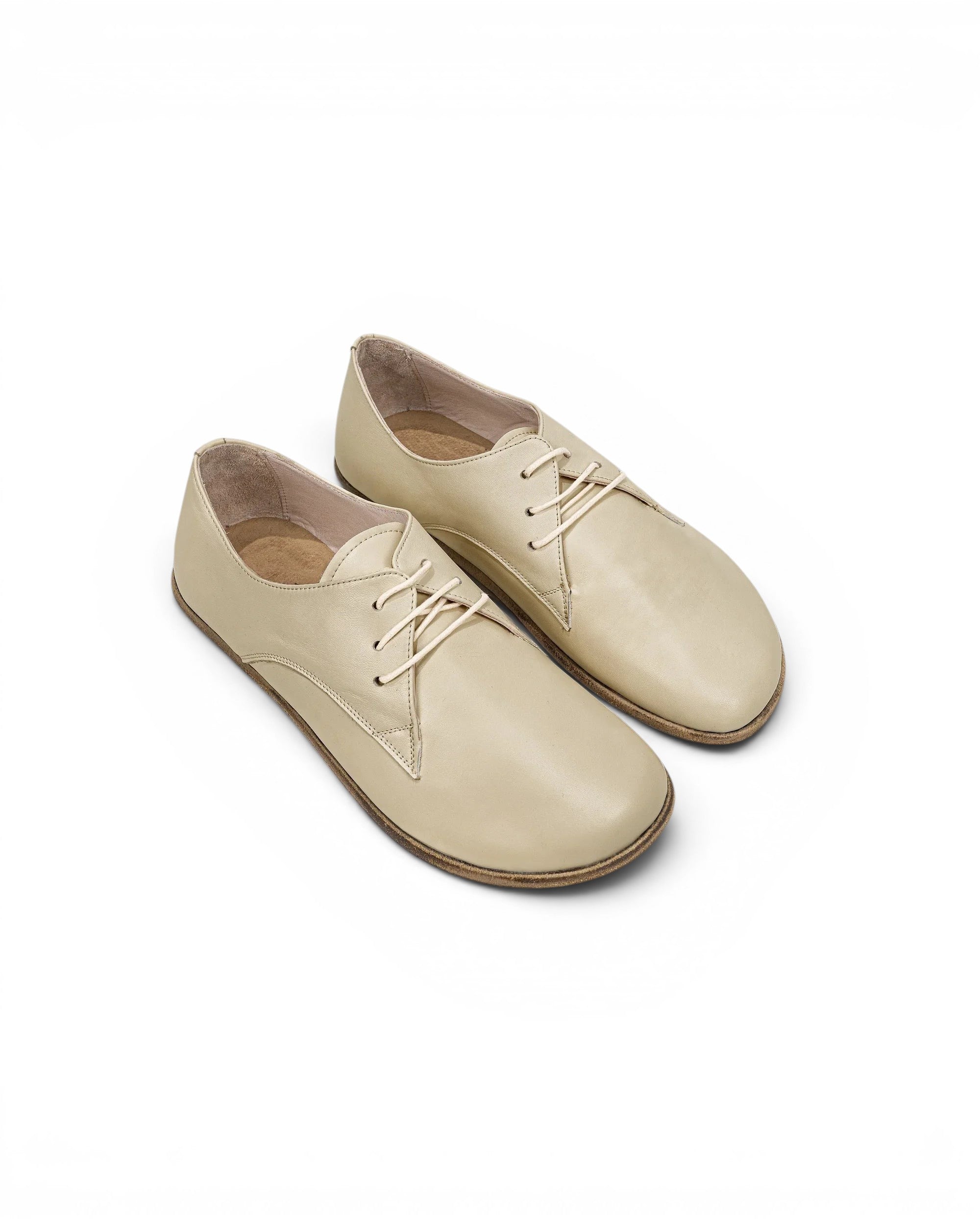 Women's Beige Oxford Shoes - Handcrafted Calf Leather Wide Toe Box | Bespoky
