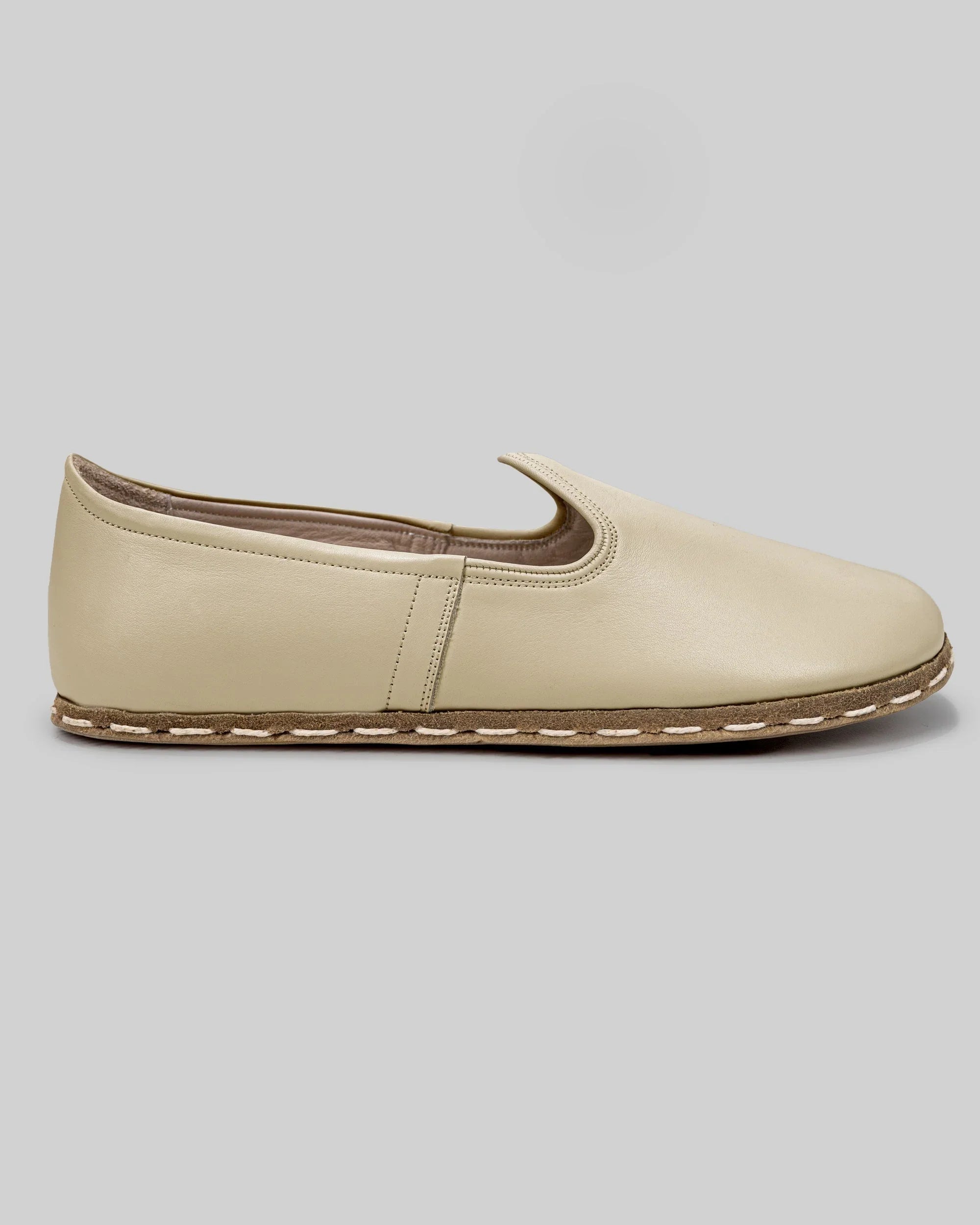 Side view Beige Barefoot Yemeni - Calf Leather Zero Drop | Bespoky